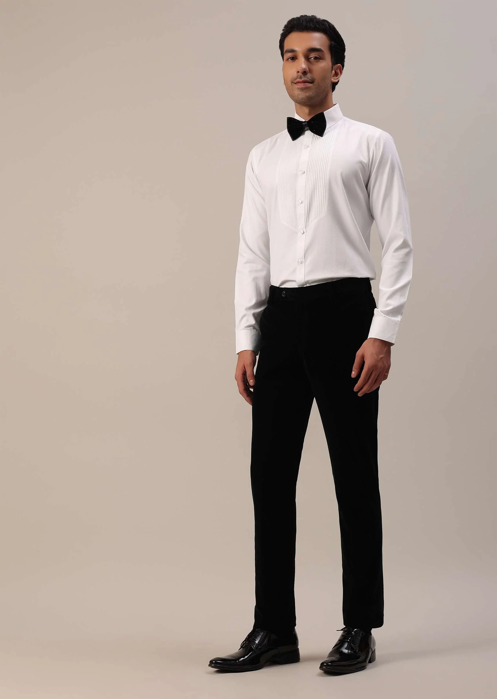 Black Micro Velvet Tuxedo Set With Cut Work Detailing - Image 7