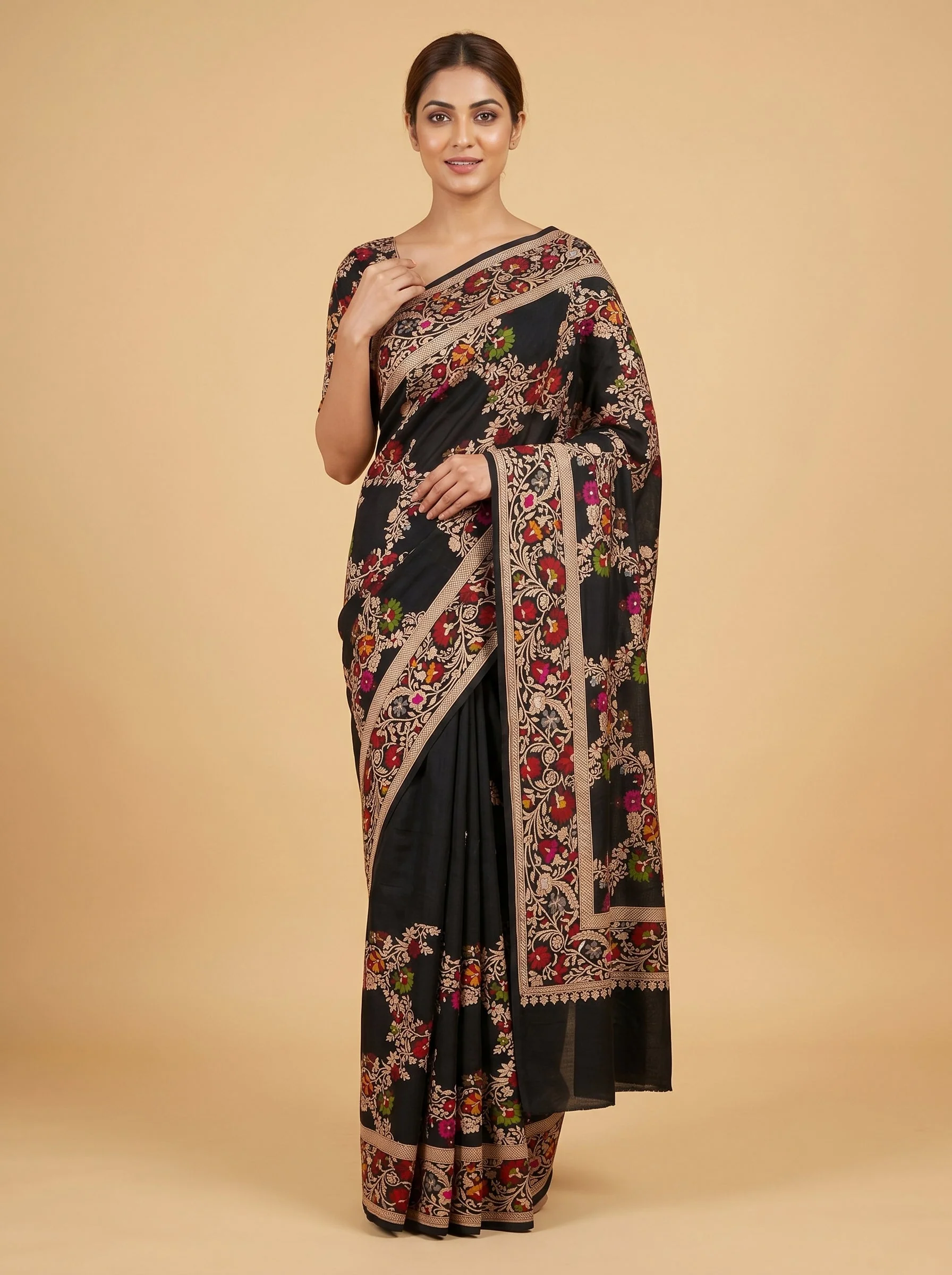 Black Midnight Finish Handloom Saree