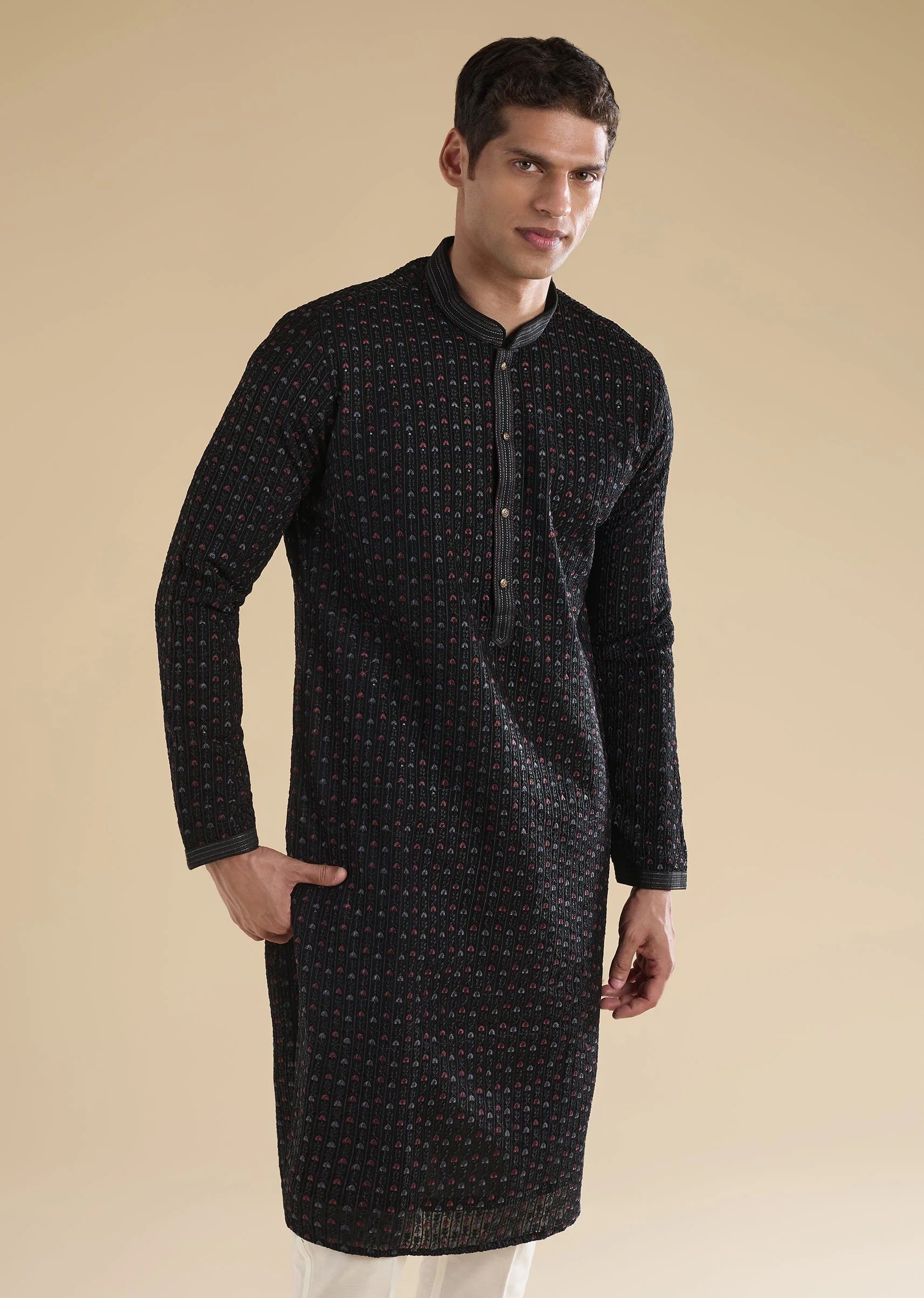 Black Minimal Kurta Set - Image 2
