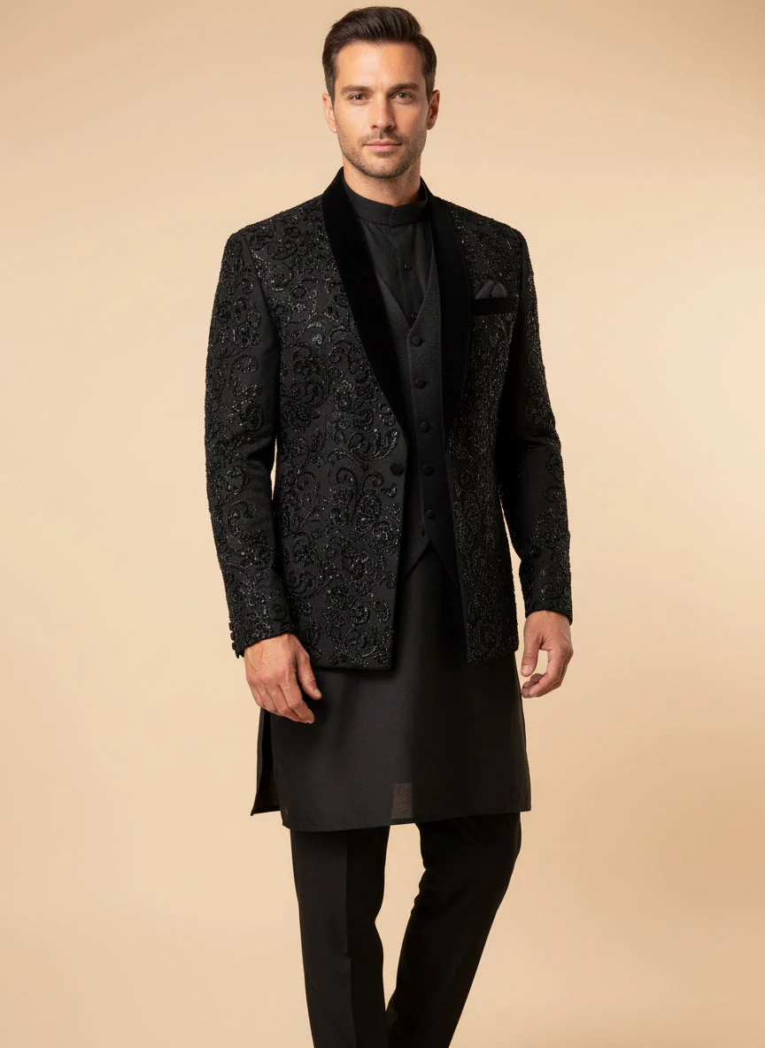 Black Modern Indo Western Set - Image 2