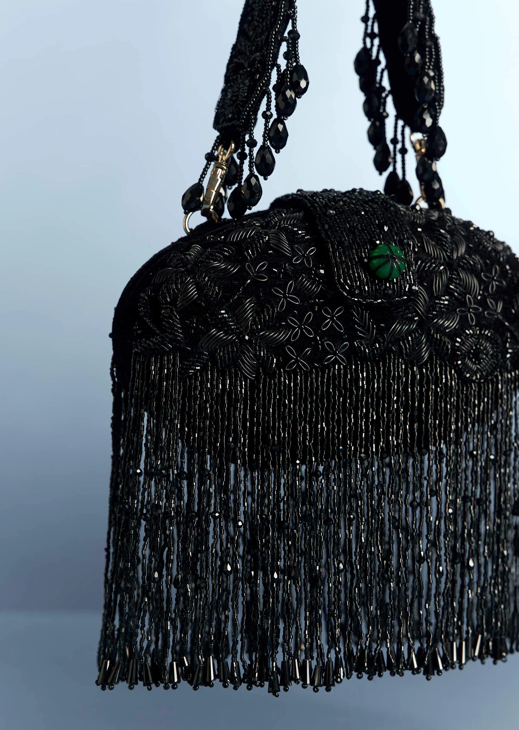 Black Potli With Layered Tassels - Image 2