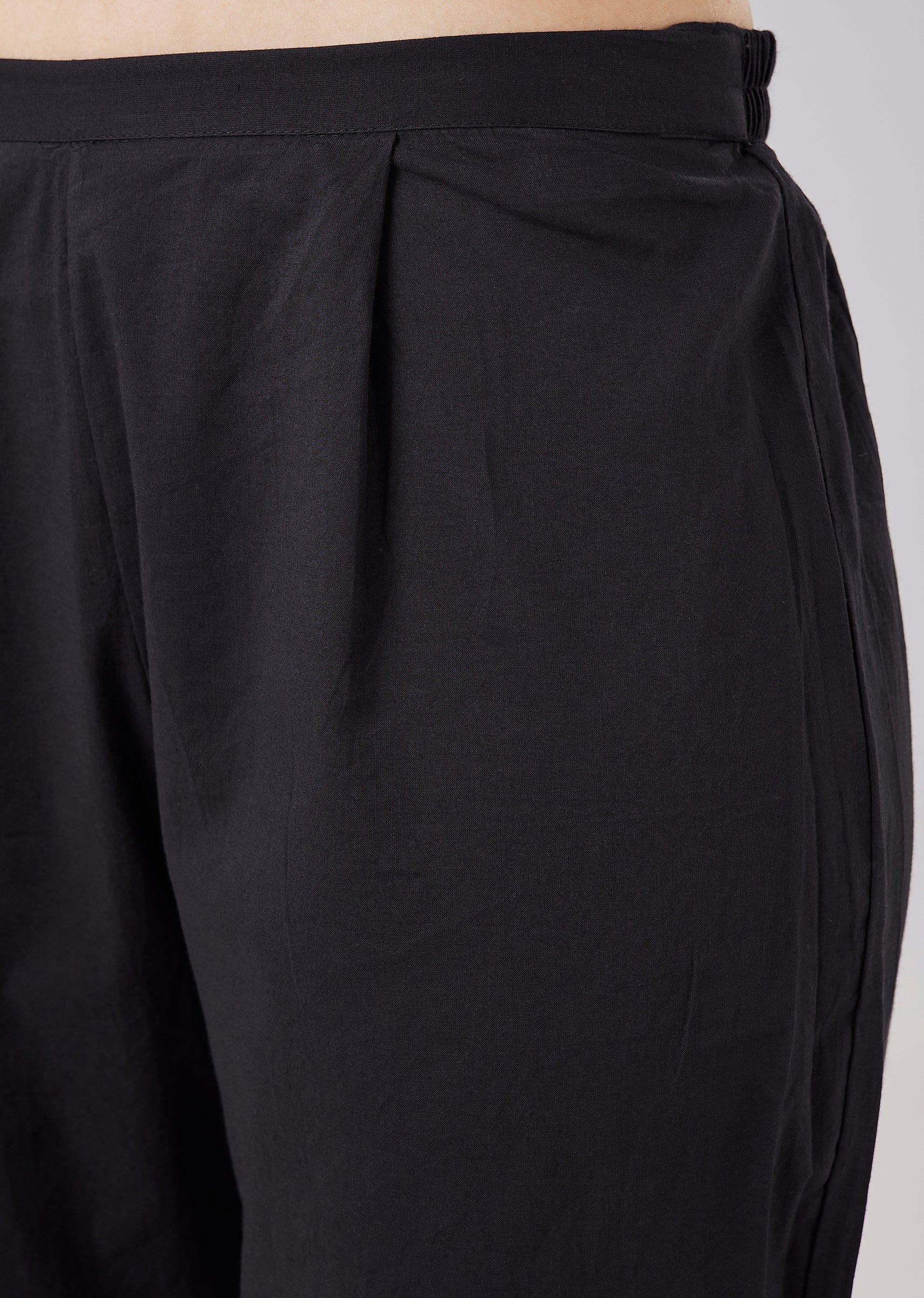 Black Printed Cotton Kurta Set With Stone And Cut Dana Work - Image 6