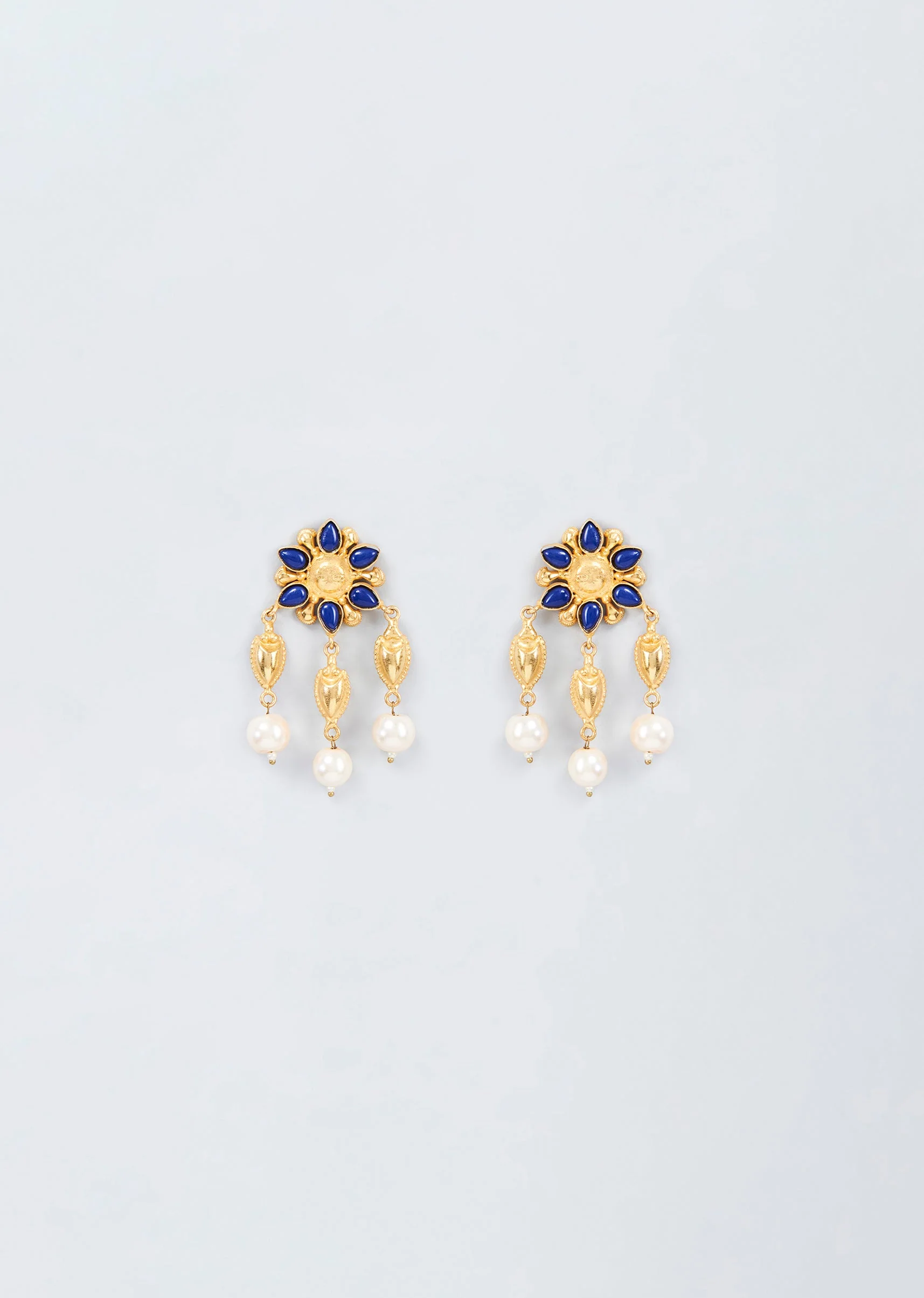 Black Rhodium Finish Orange And Yellow Stone Dangler Earrings