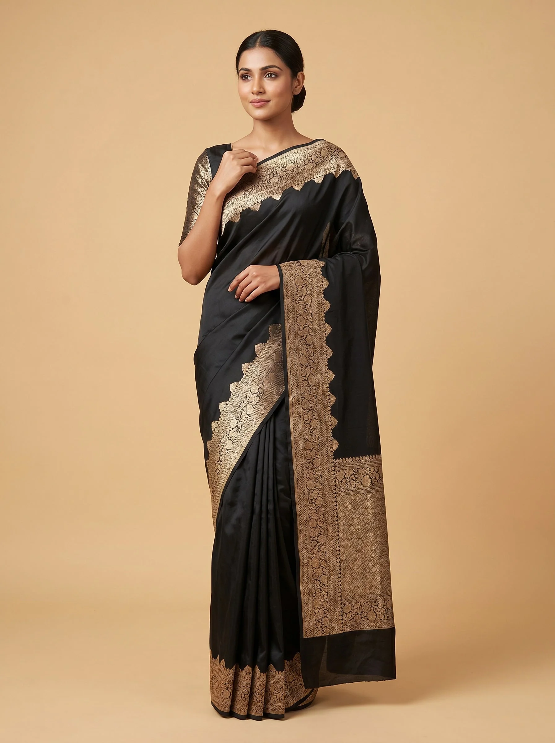 Black Sharp Silhouette Handloom Saree