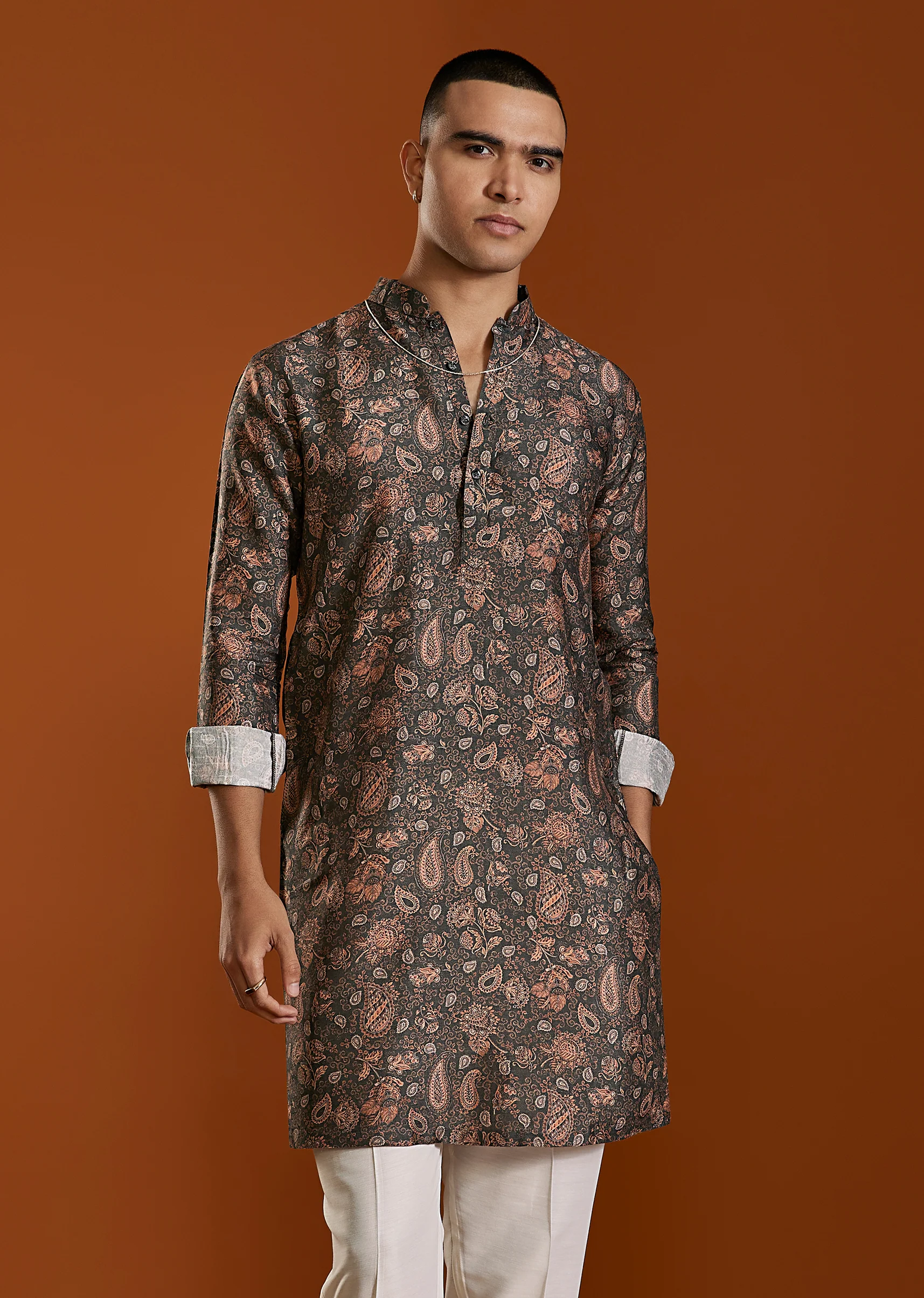 Black Statement Pair – Printed Lehenga For Her And Kurta For Him - Image 10
