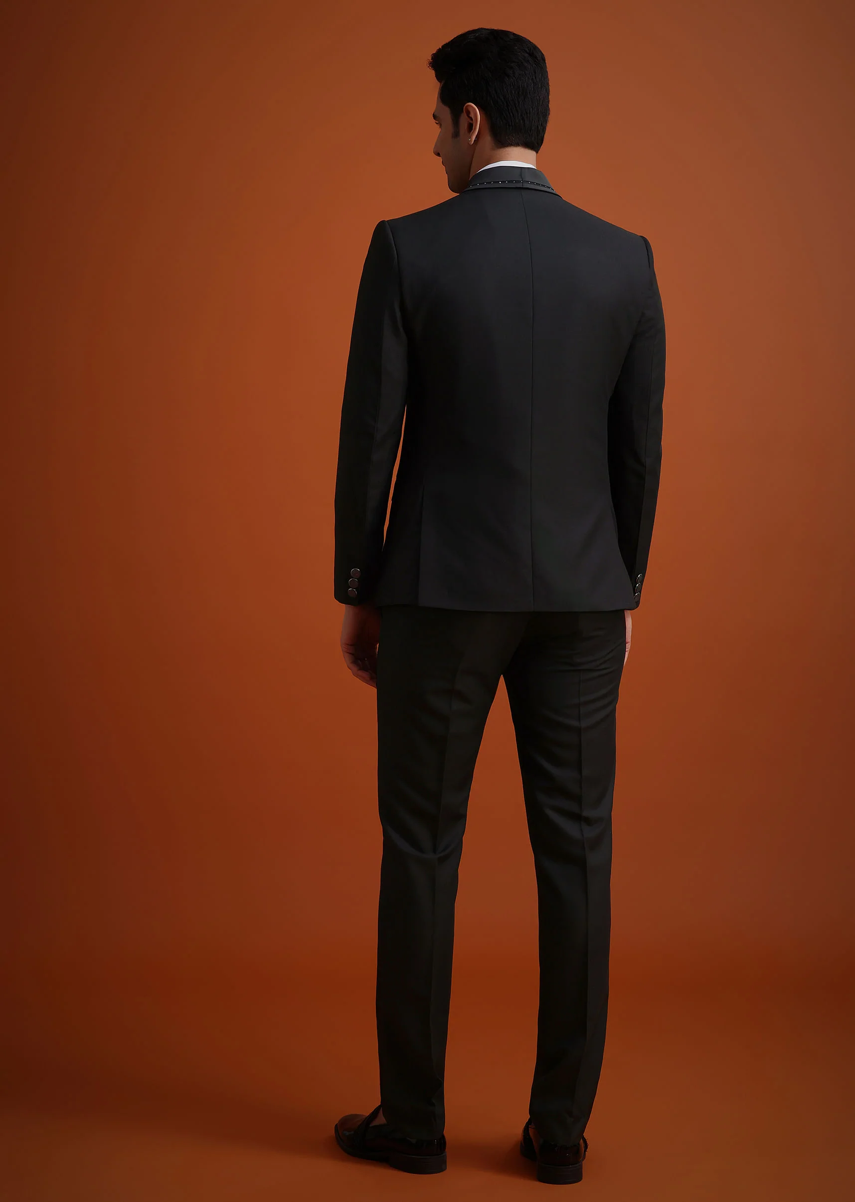 Black Stone Work Terry Rayon Tuxedo And Pant Set - Image 5