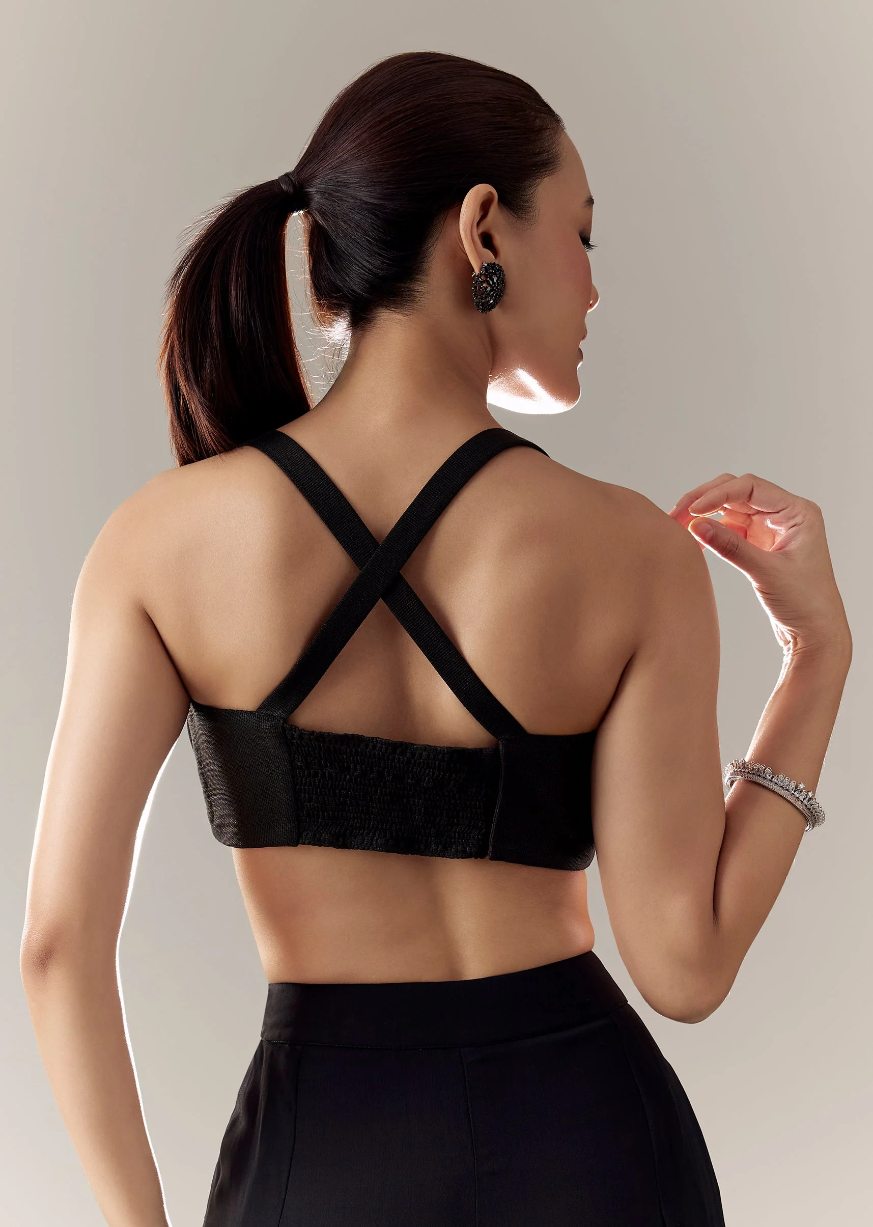 Black Sweetheart Cowl X Front Blouse - Image 3