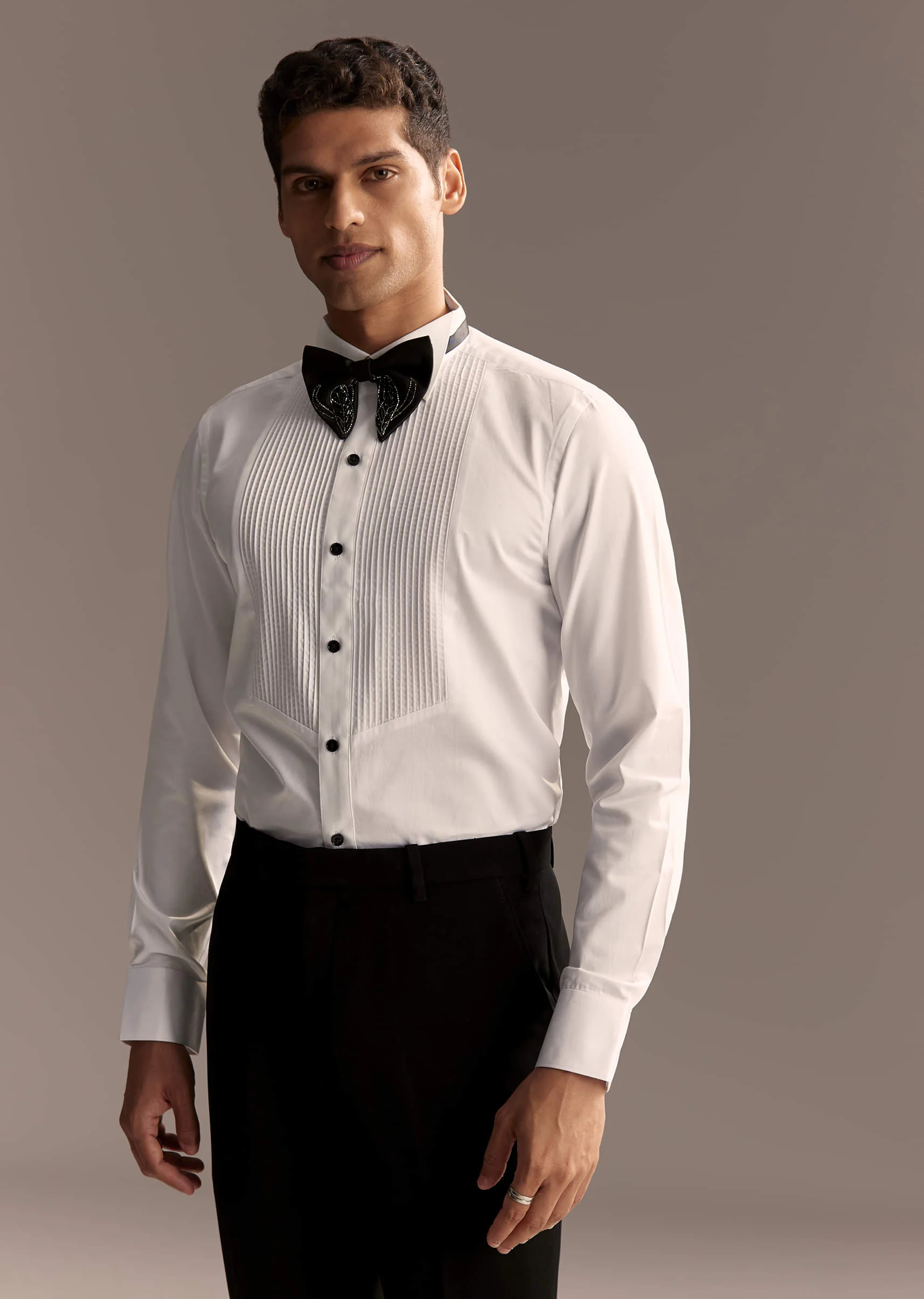 Black Tuxedo For Men With Cut Dana And Beads Embroidery - Image 3