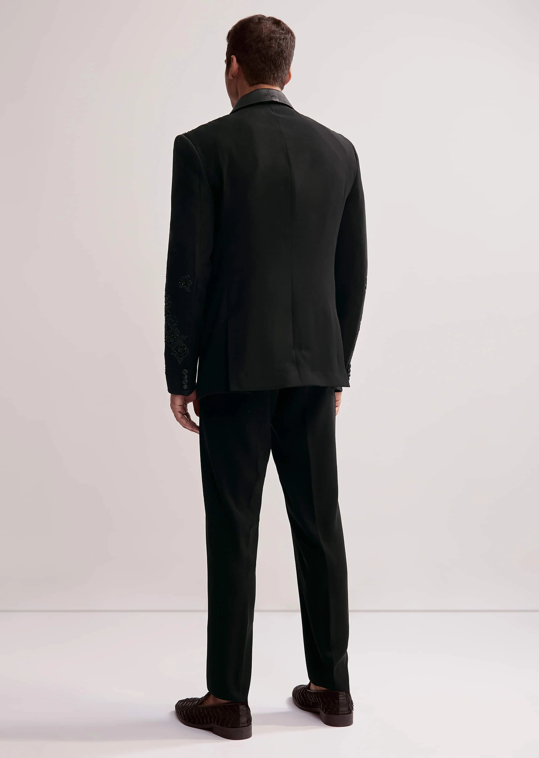 Black Tuxedo For Men With Cut Work Shawl Collar - Image 5