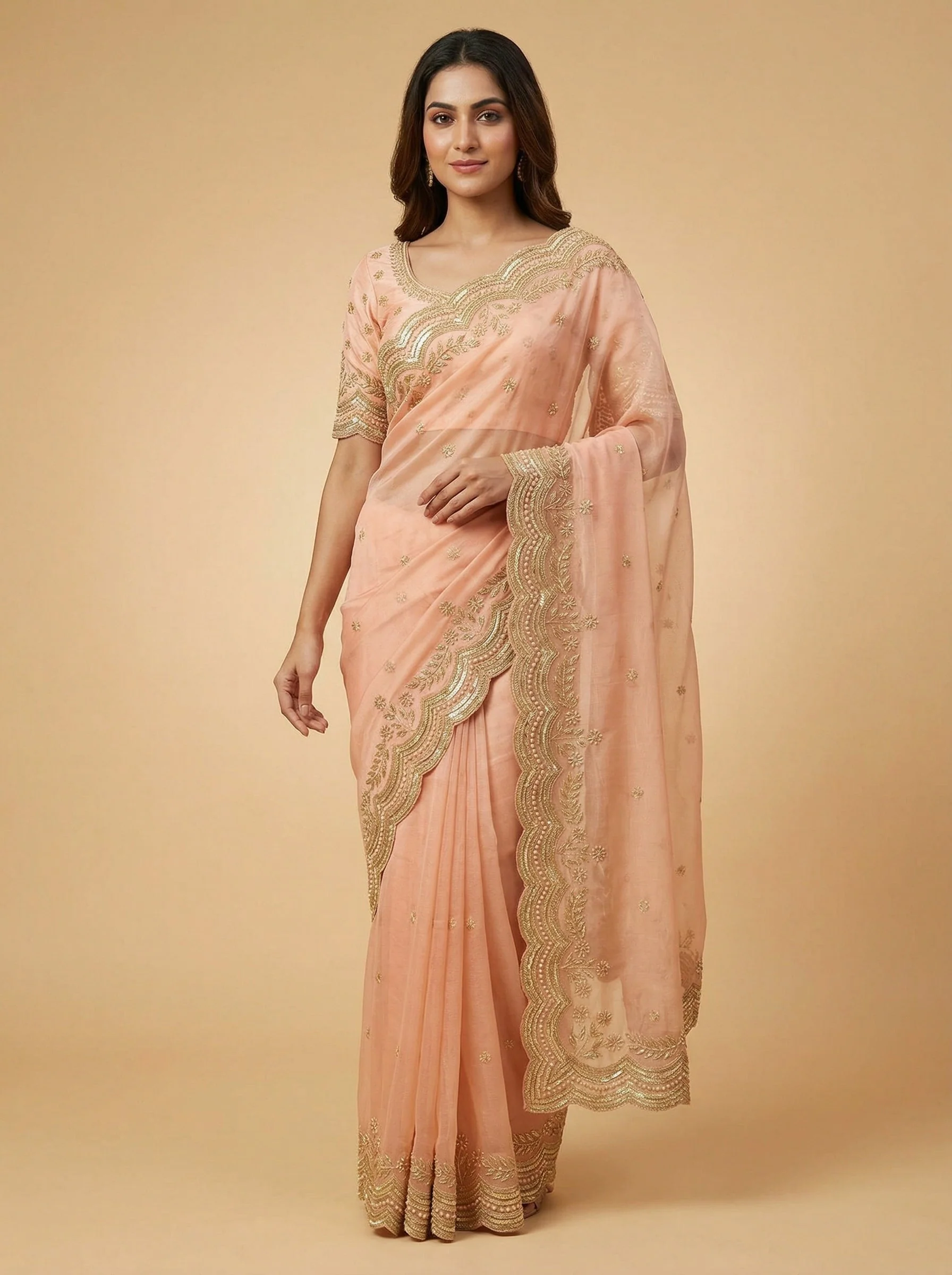Bloom Candy Pink Embroidered Saree