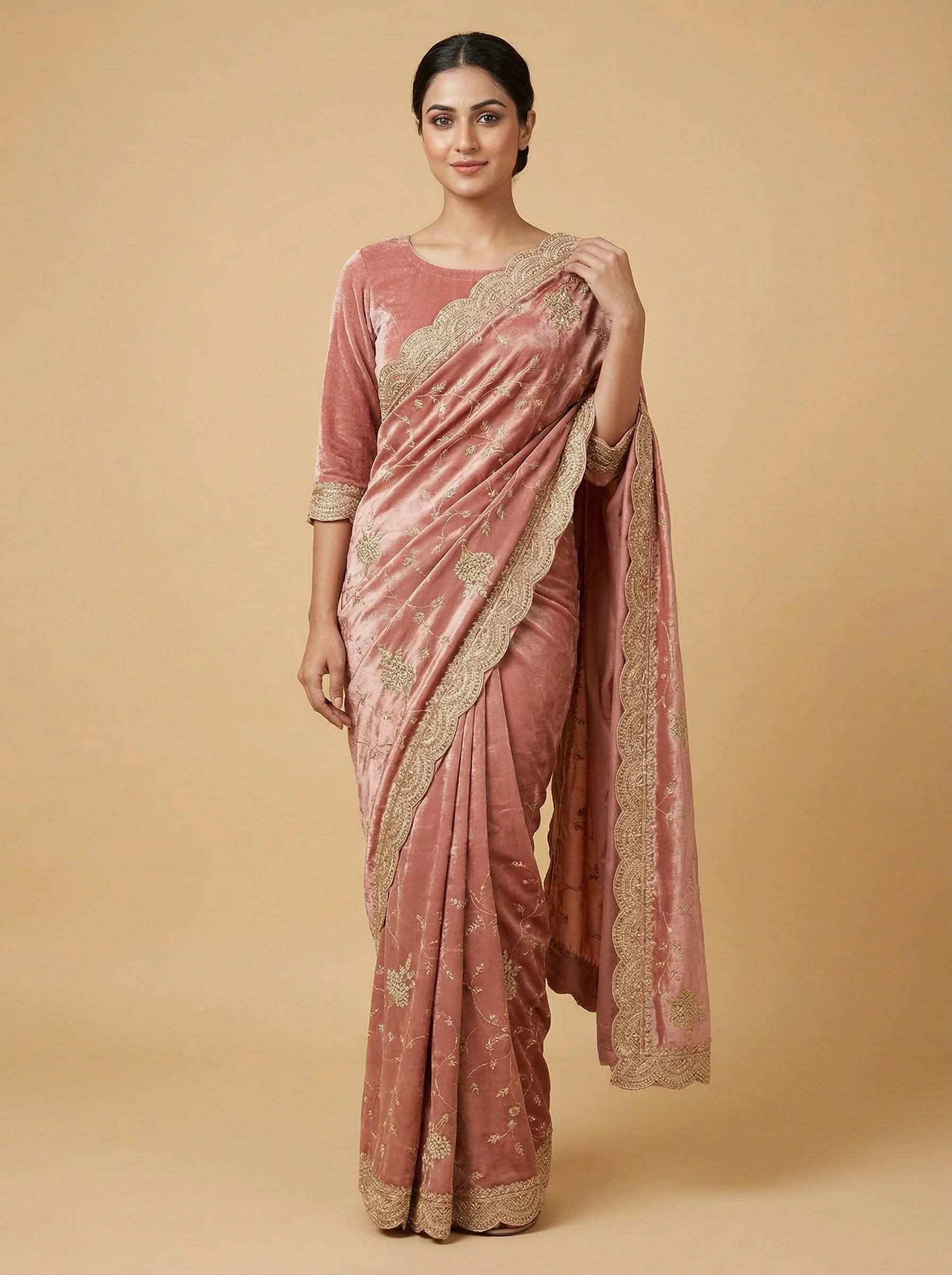 Blossom Pink Bloom Embroidered Saree