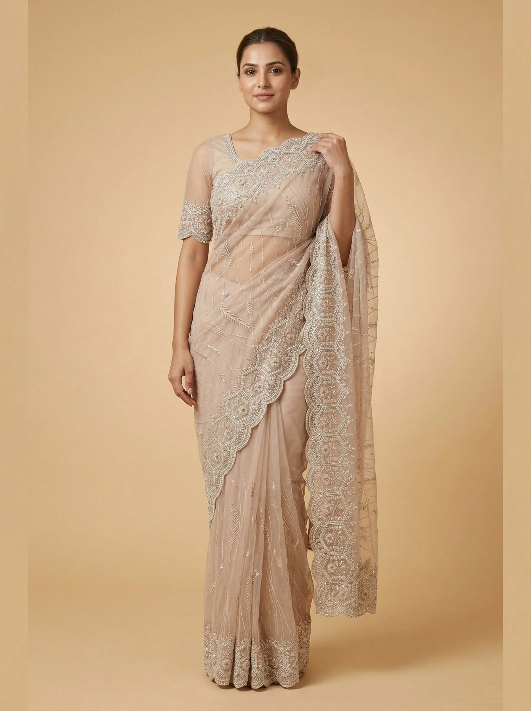 Blossom Pink Embroidered Saree