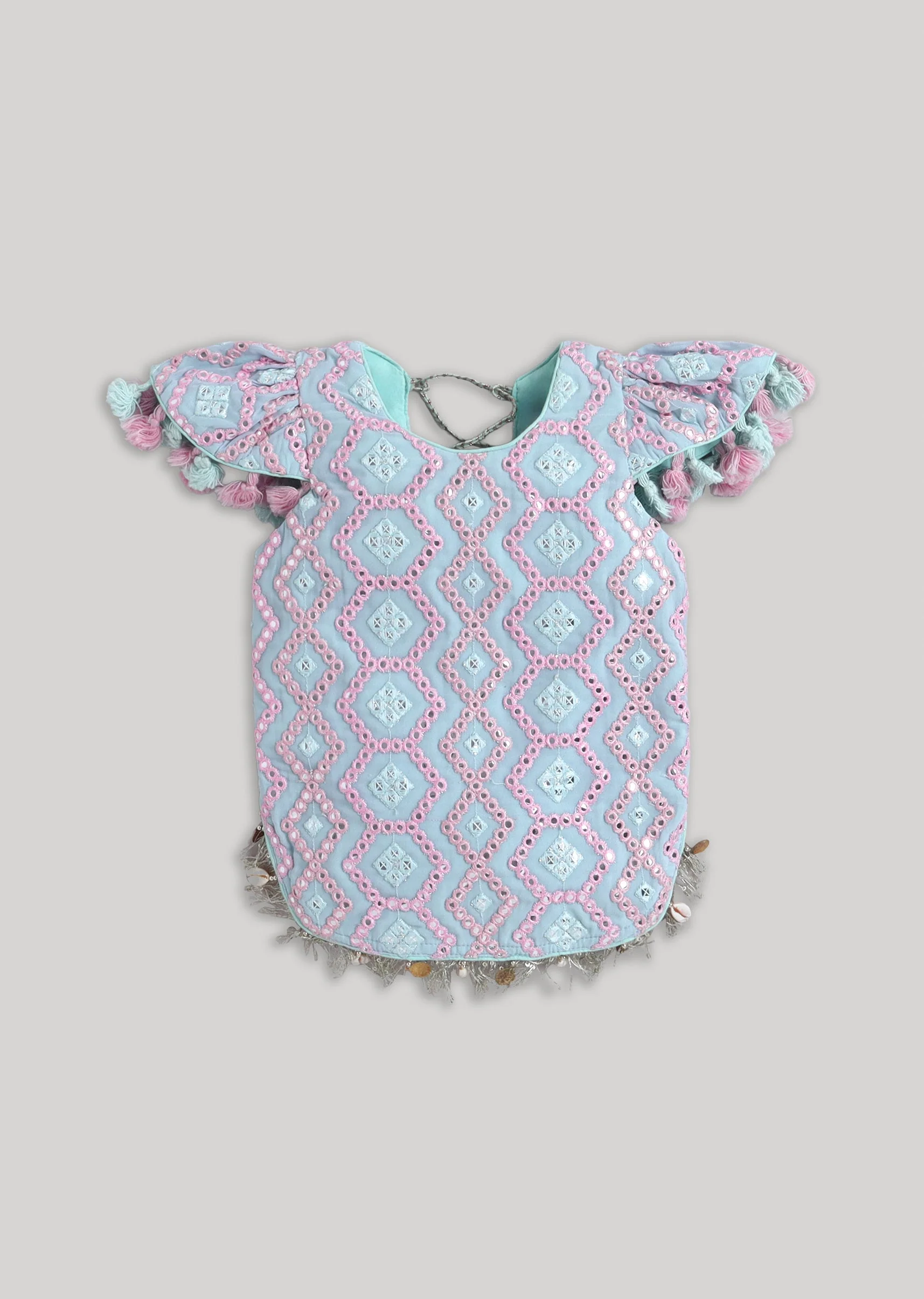 Blue And Pink Printed Salwar Kameez Set - Image 2