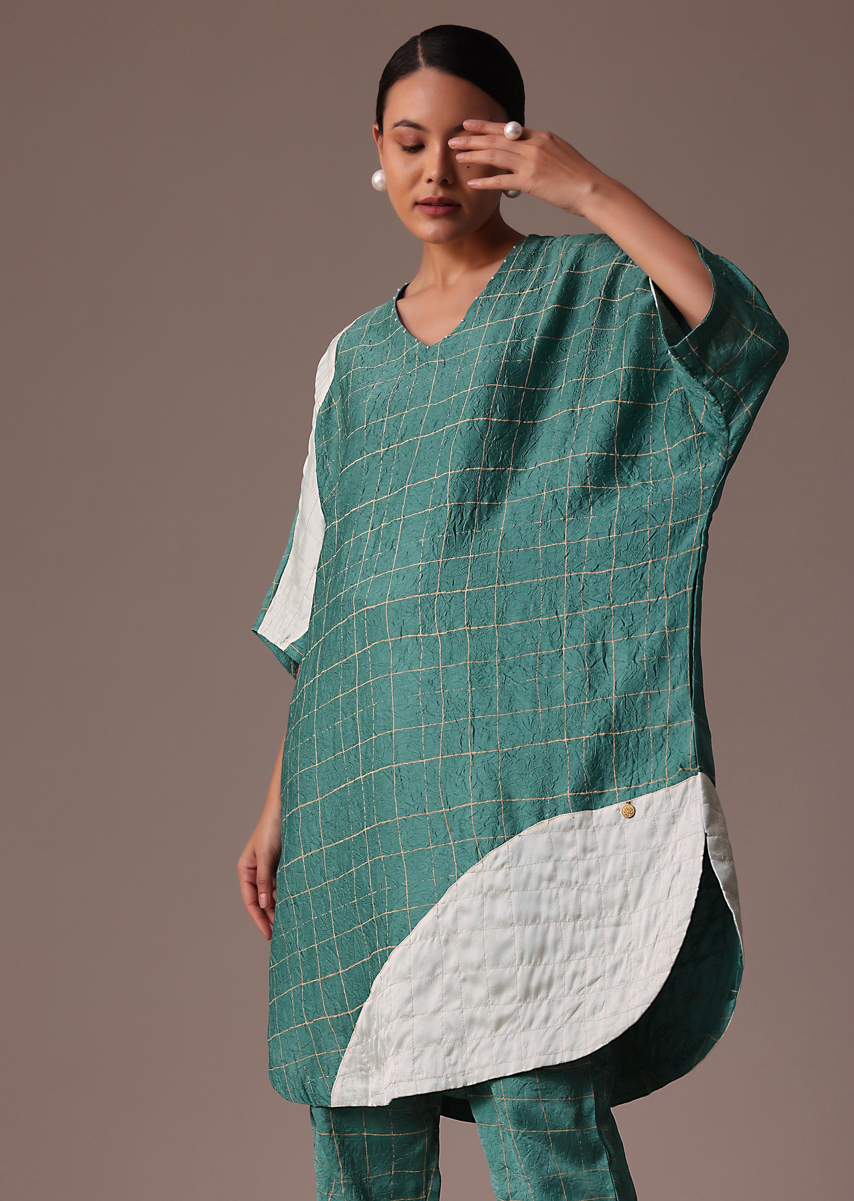 Blue And White Colour Block Print Crepe Co Ord Set - Image 2