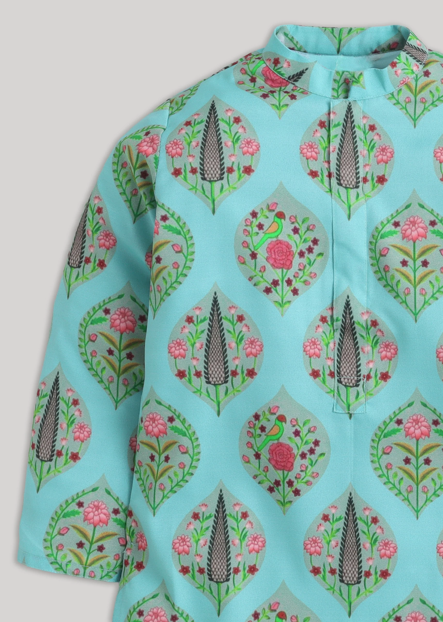 Blue And White Kids Nehru Jacket Set - Image 4