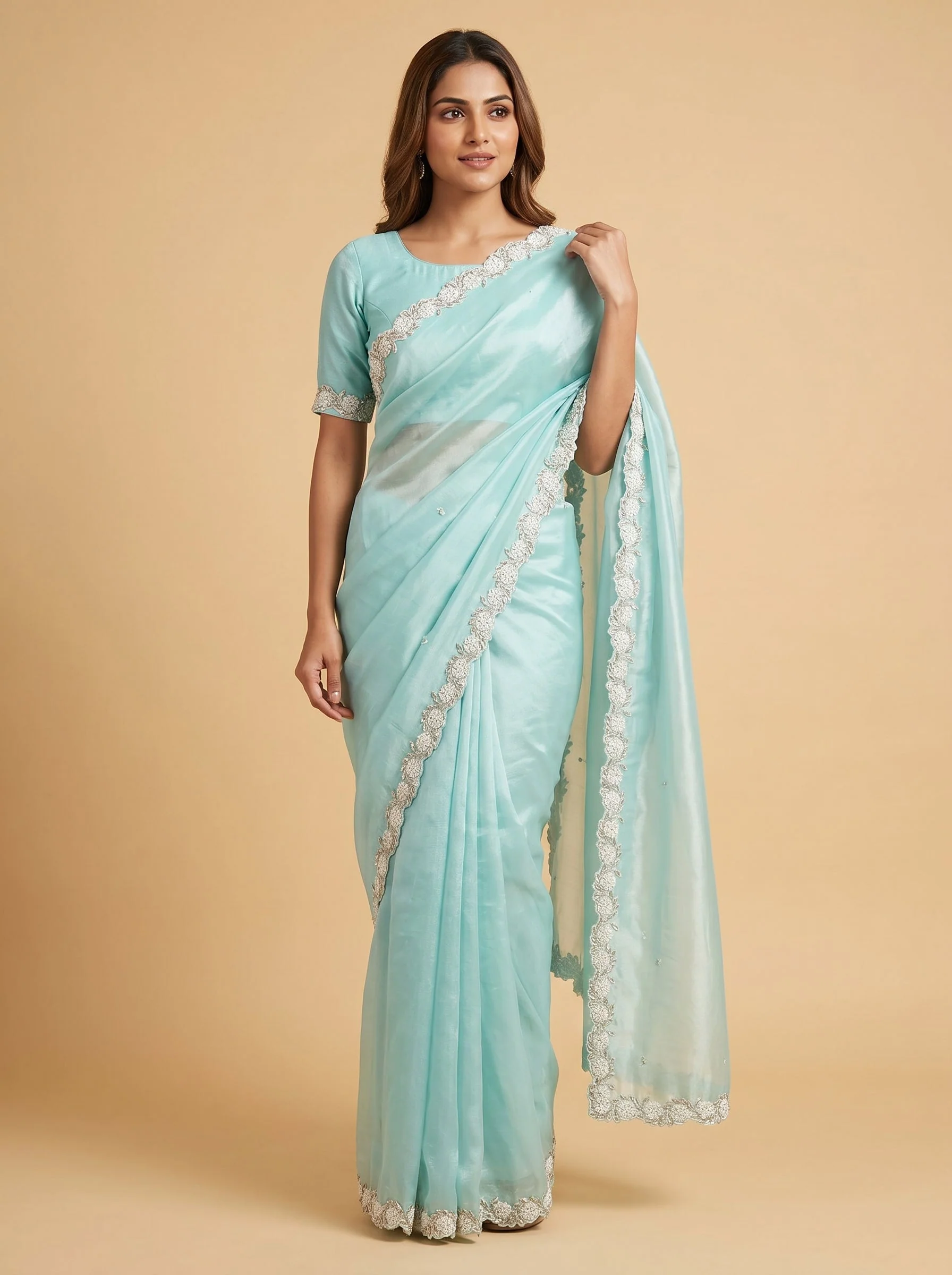Blue Azure Charm Embroidered Saree