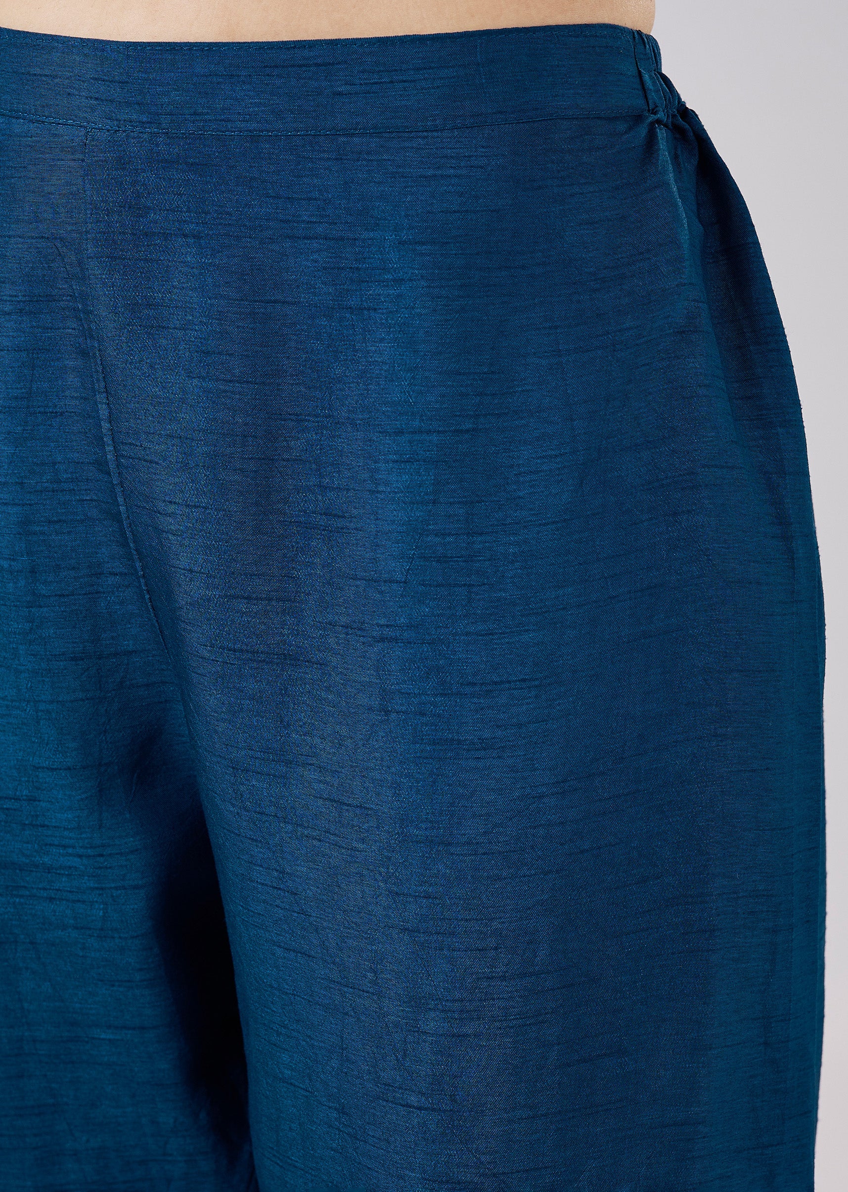 Blue Banarasi Bandhani Kurta Set With Dupatta - Image 6