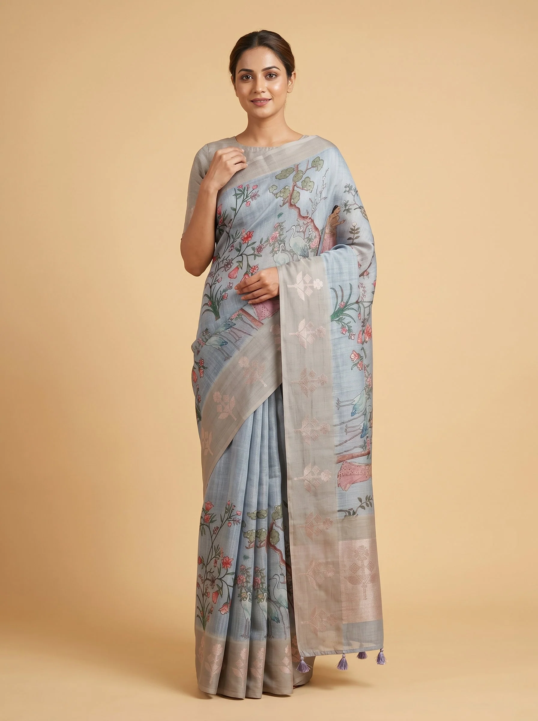 Blue Calm Print Saree