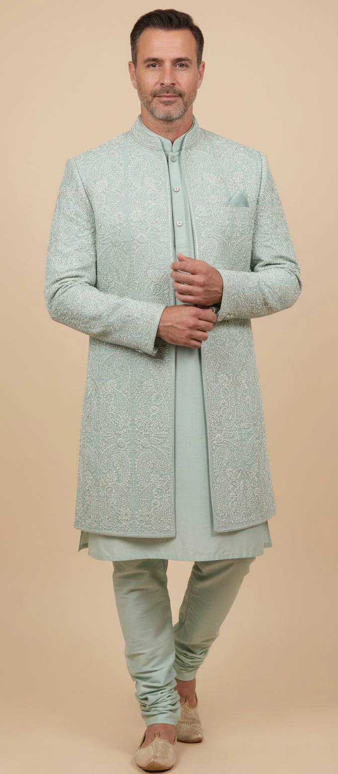 Blue Classic Sherwani - Image 2