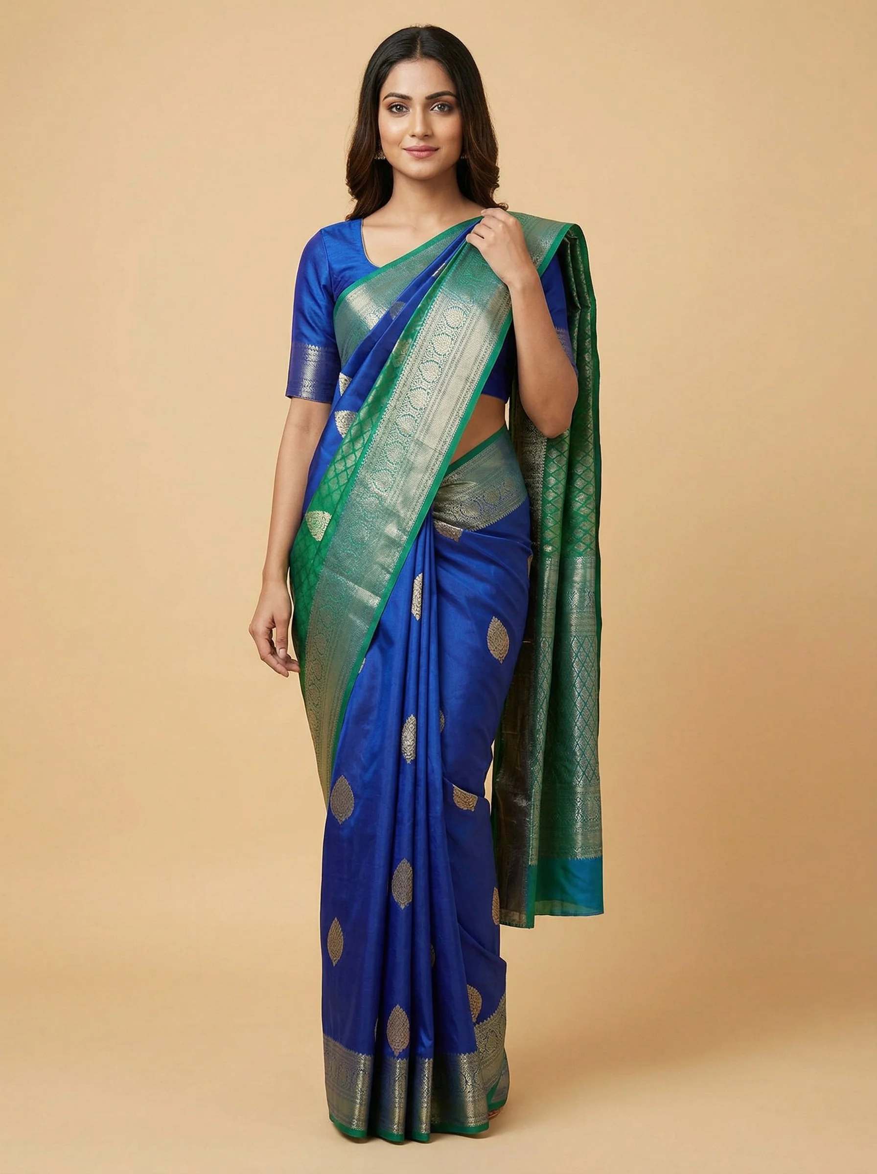 Blue Current Handloom Saree