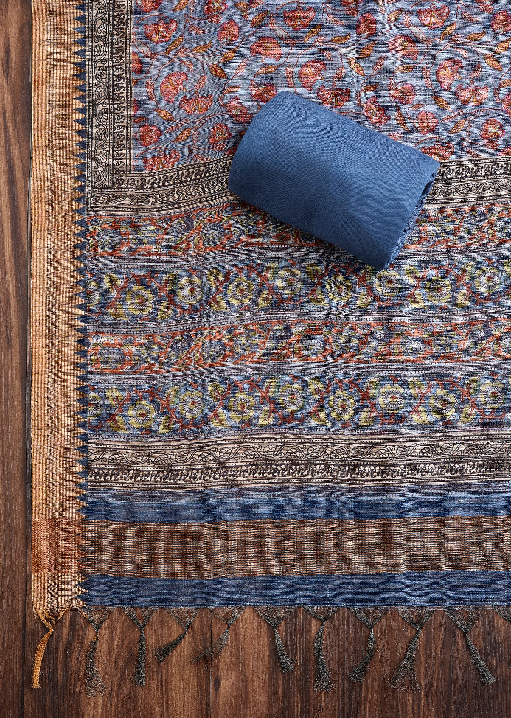 Blue Dola Silk Suit Set - Image 4