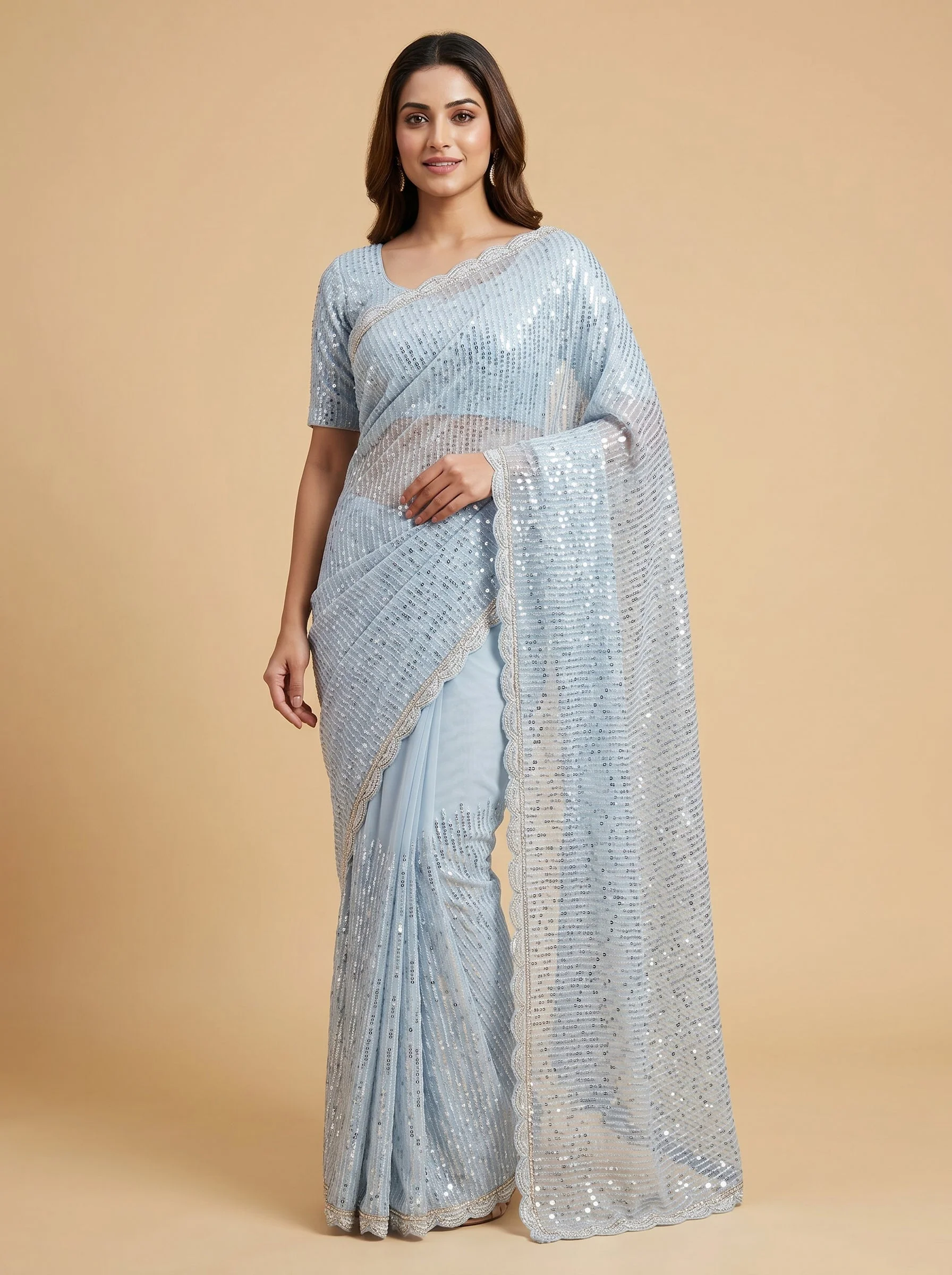Blue Embellished Saree