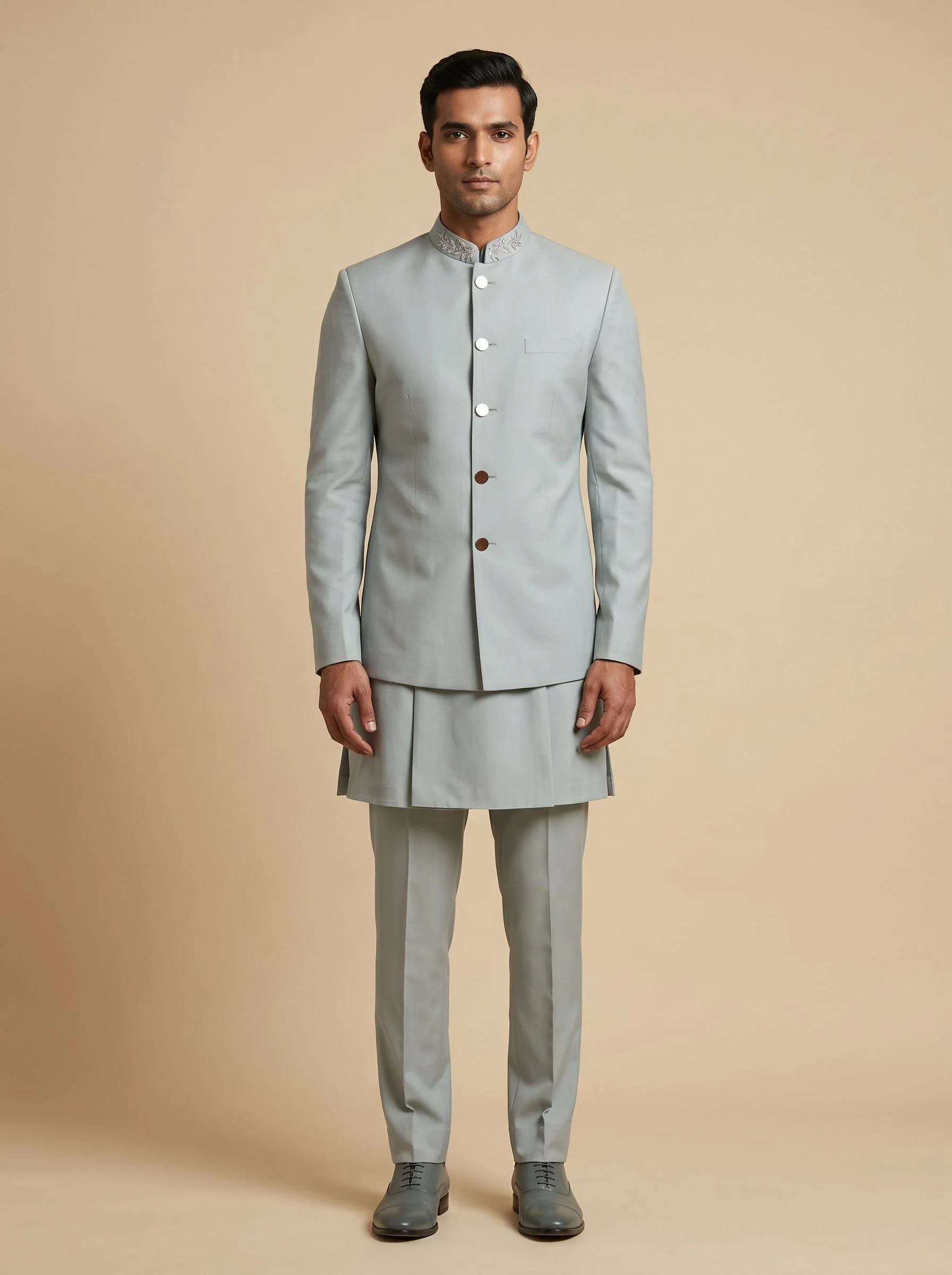 Blue Festive Jacket Kurta Set