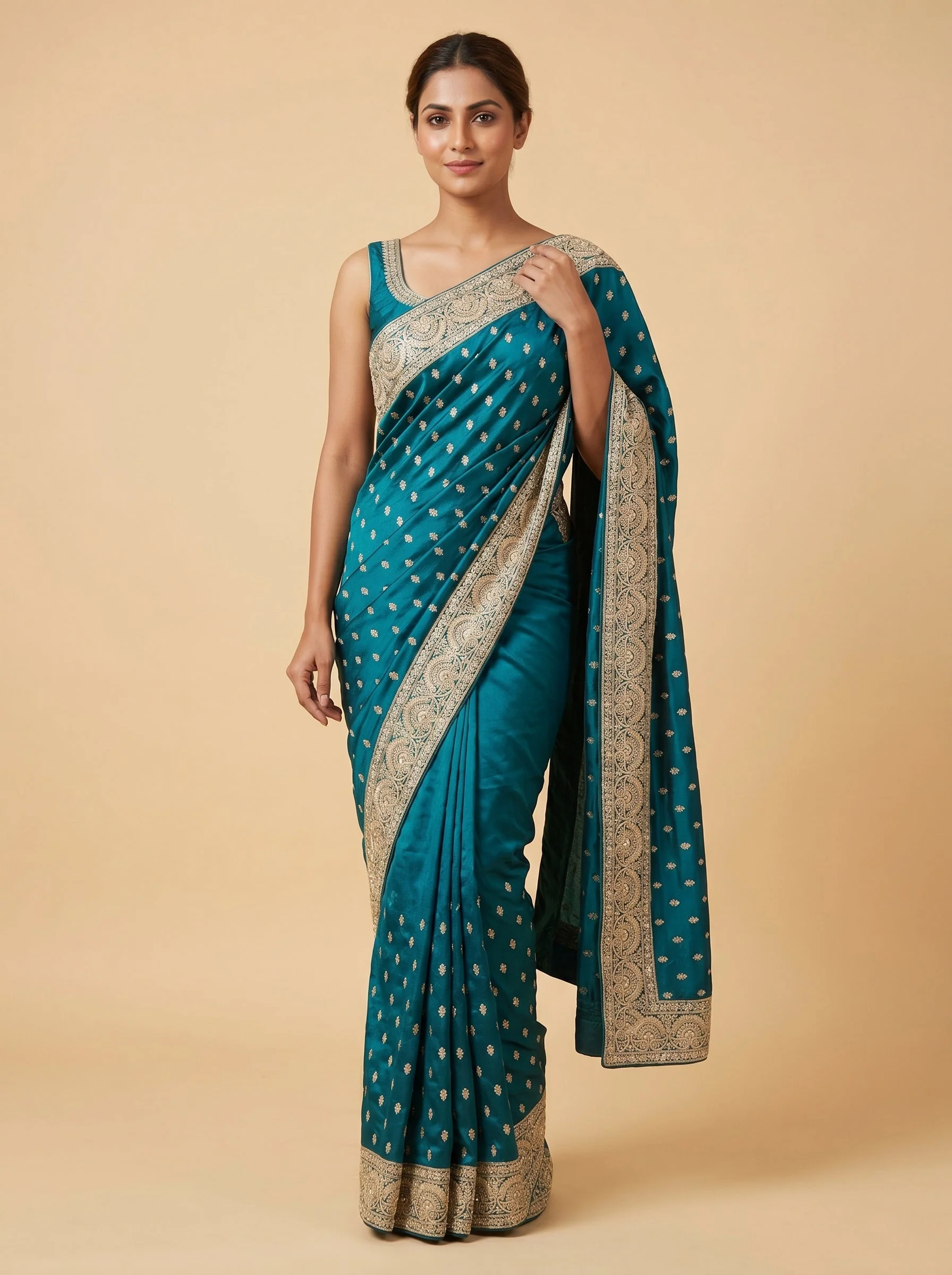 Blue Fine Detailing Embroidered Saree