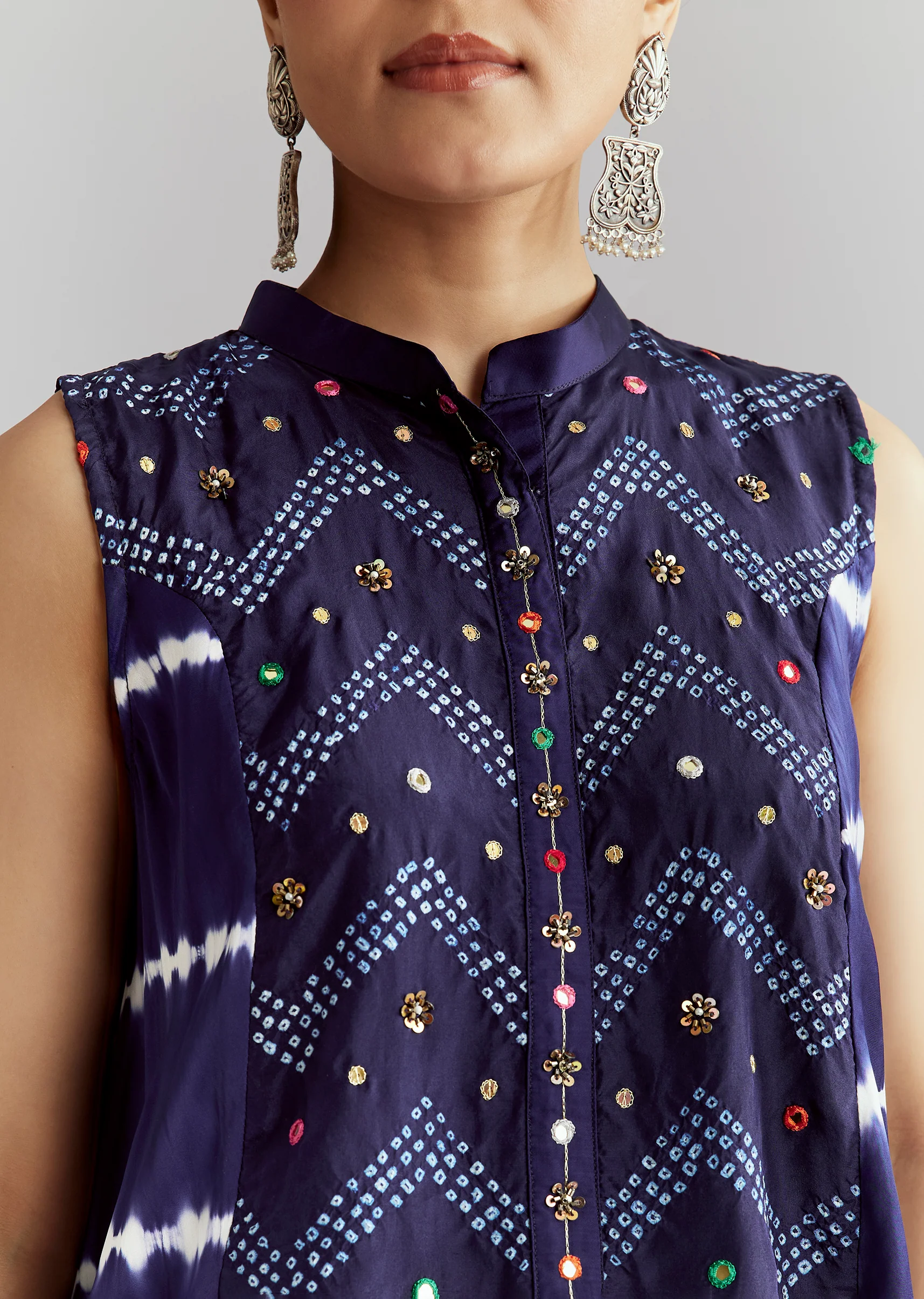 Blue Fusion Duo – Indo Western Set For Her And Kurta Set For Him - Image 2