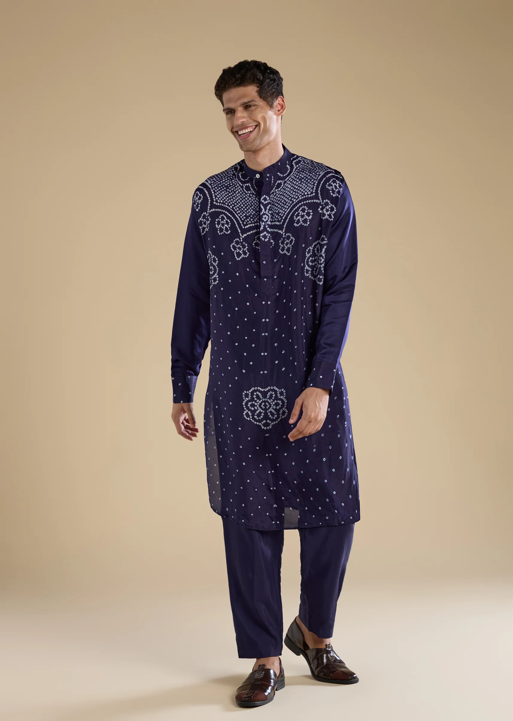 Blue Fusion Duo – Indo Western Set For Her And Kurta Set For Him - Image 9