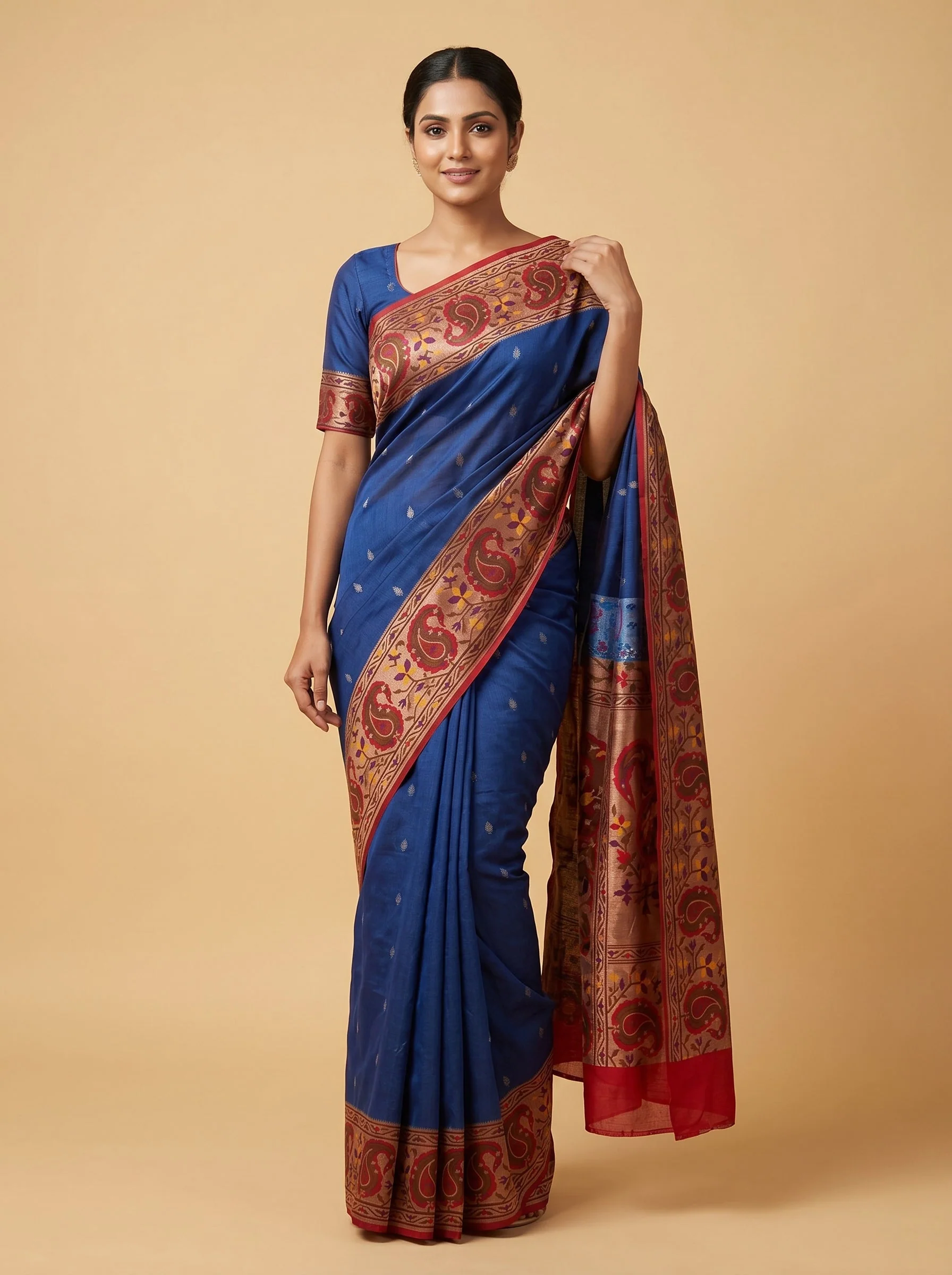 Blue Handloom Saree with Calm Drift