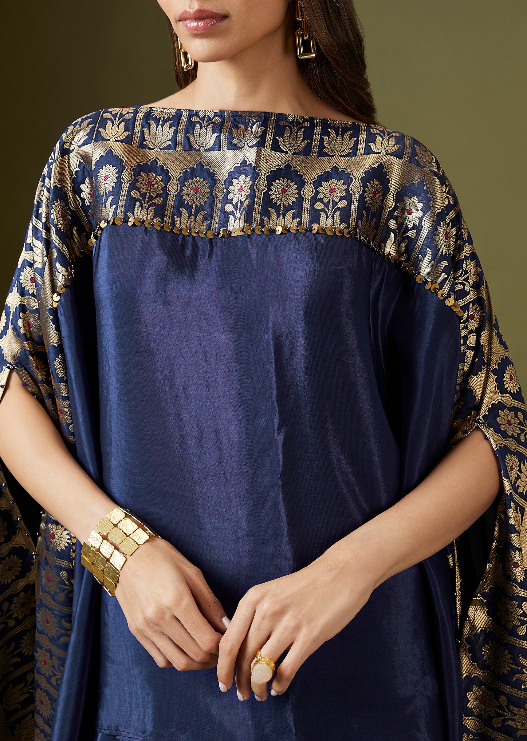 Blue Kaftan Style Drape Skirt Set - Image 2