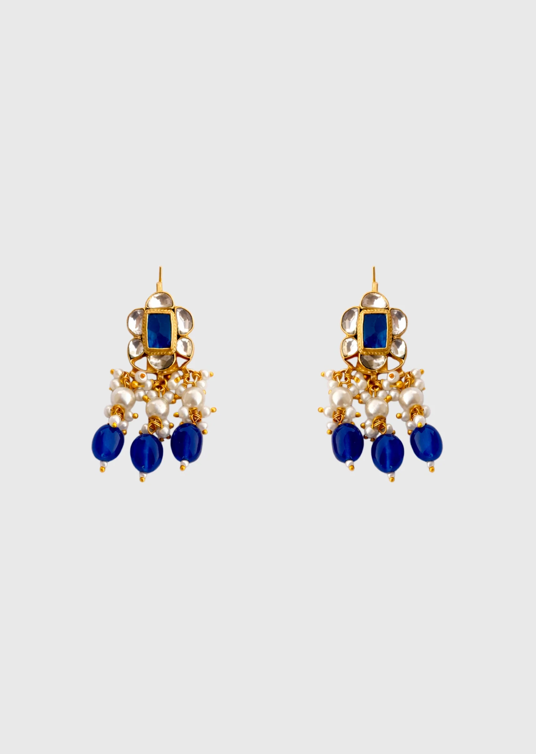 Blue Kundan Necklace Set - Image 3