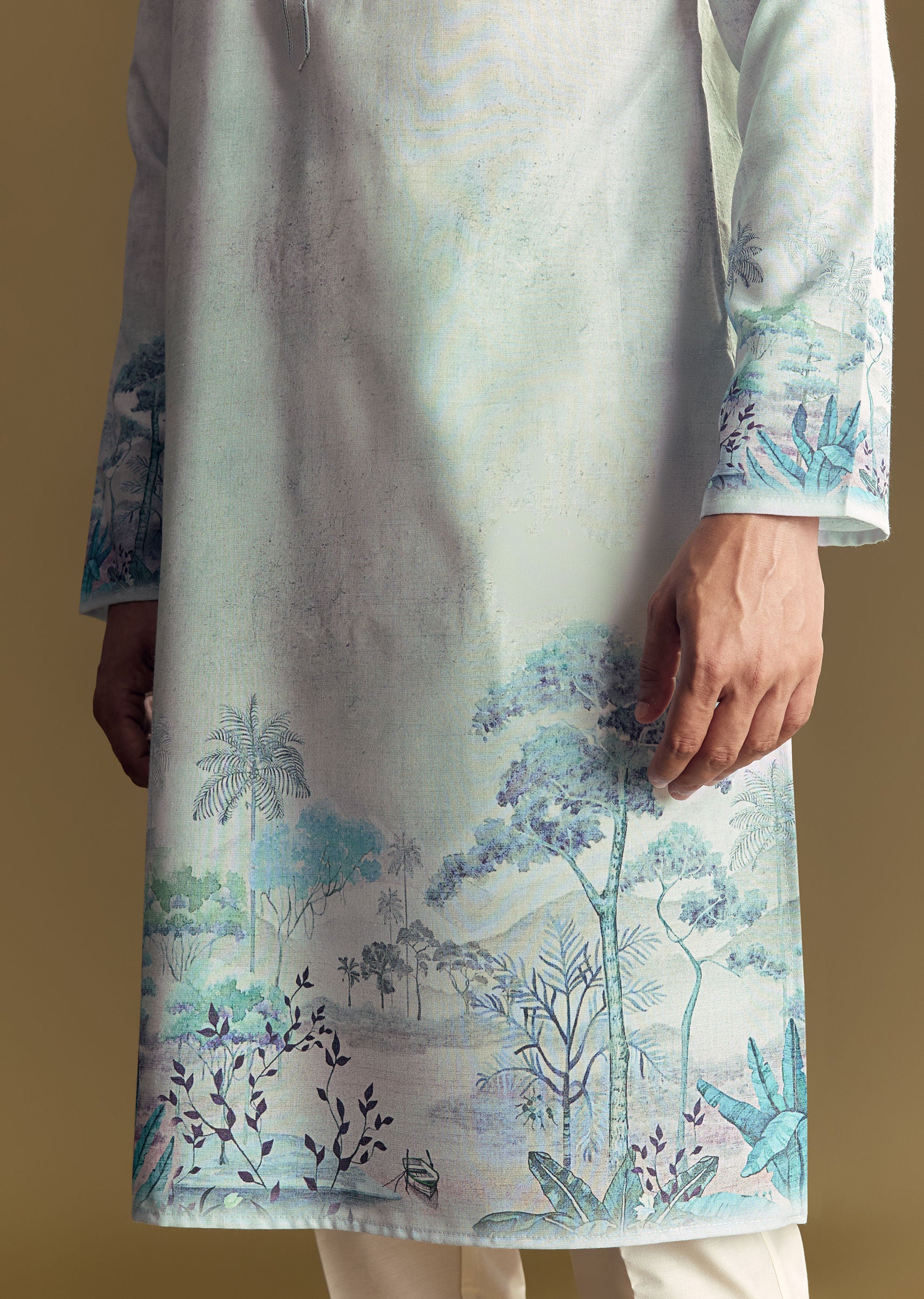 Blue Linen Kurta Set - Image 2