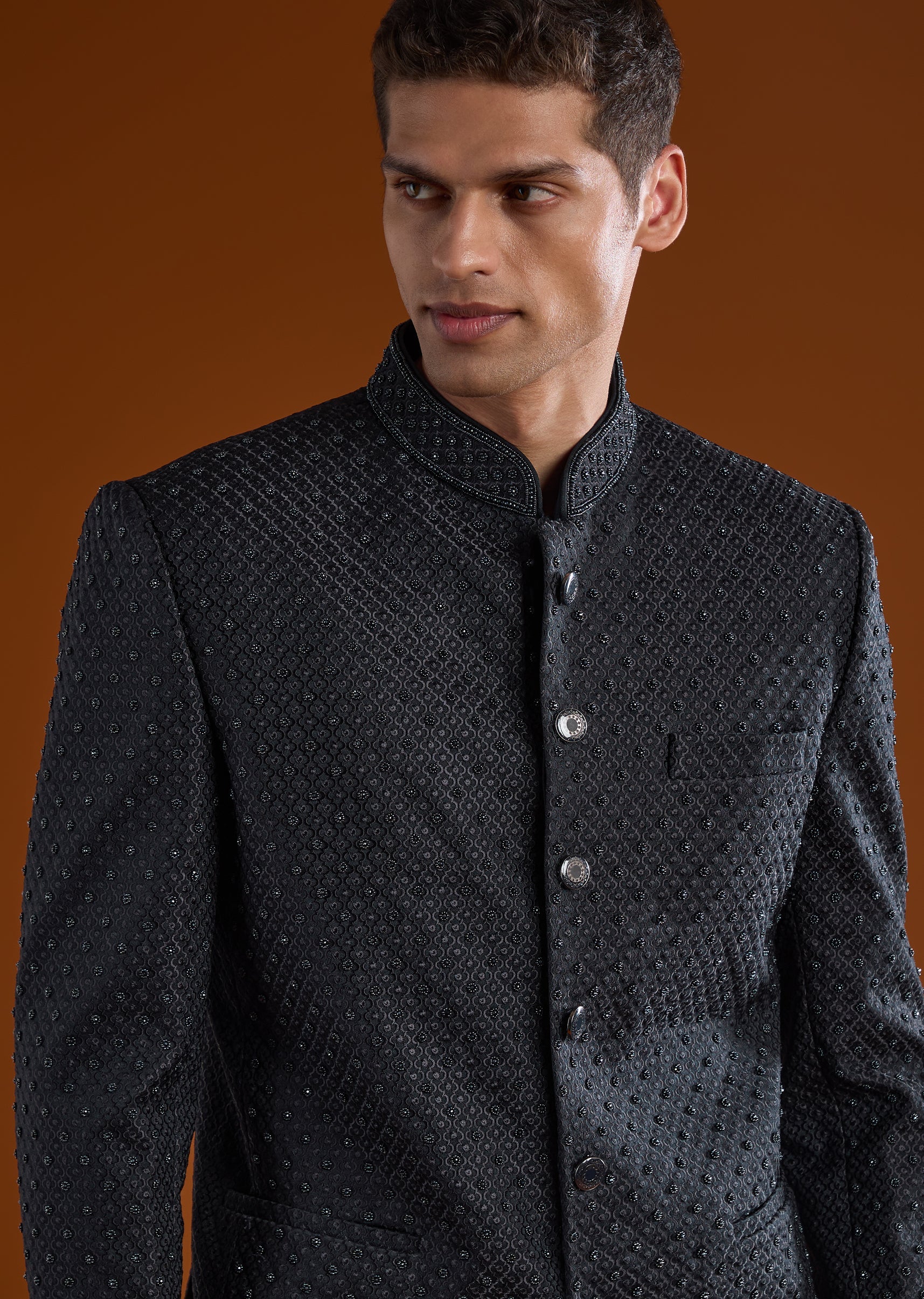 Blue Rayon Mens Jodhpuri With Beads And Thread Work