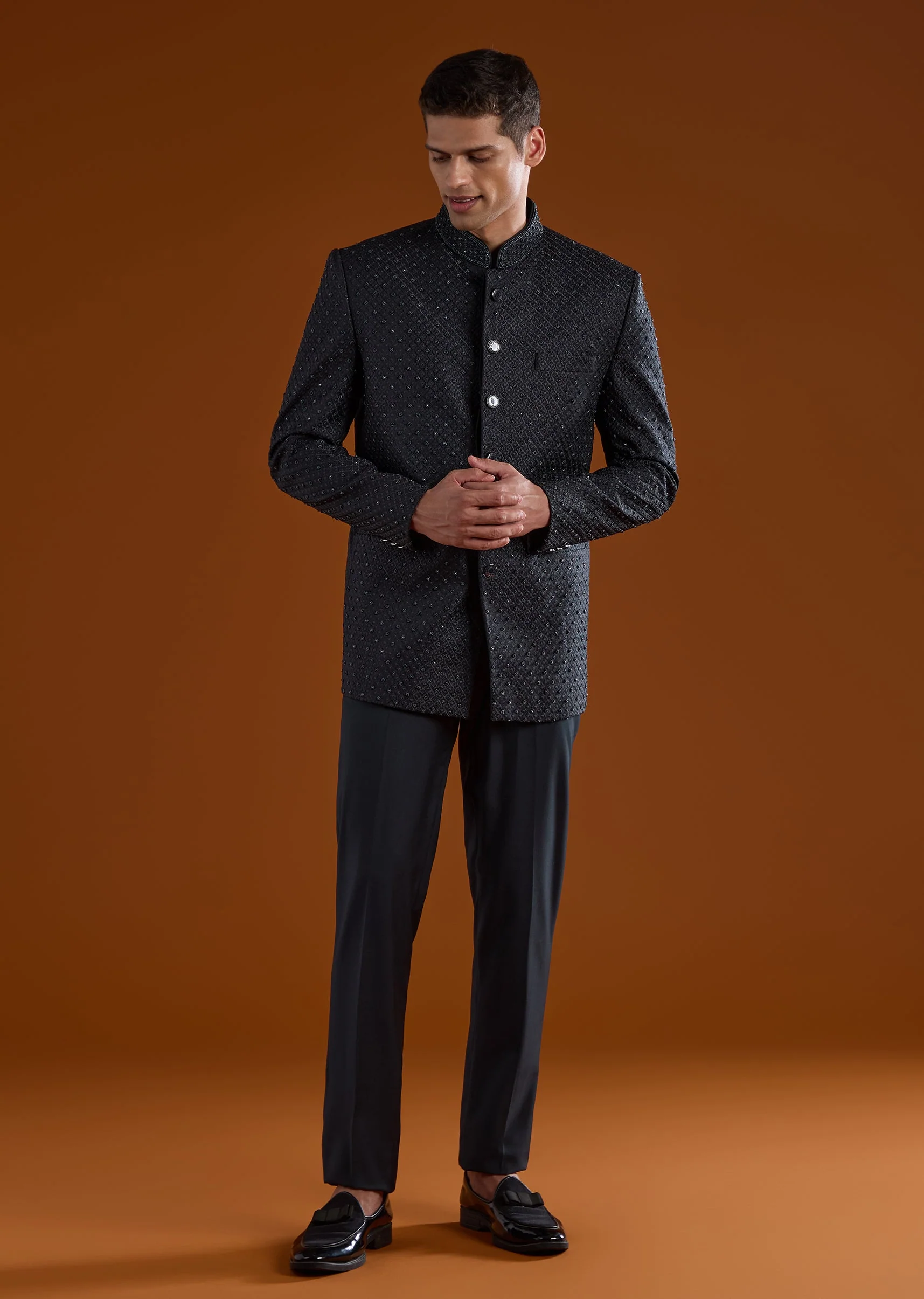 Blue Rayon Mens Jodhpuri With Beads And Thread Work - Image 2