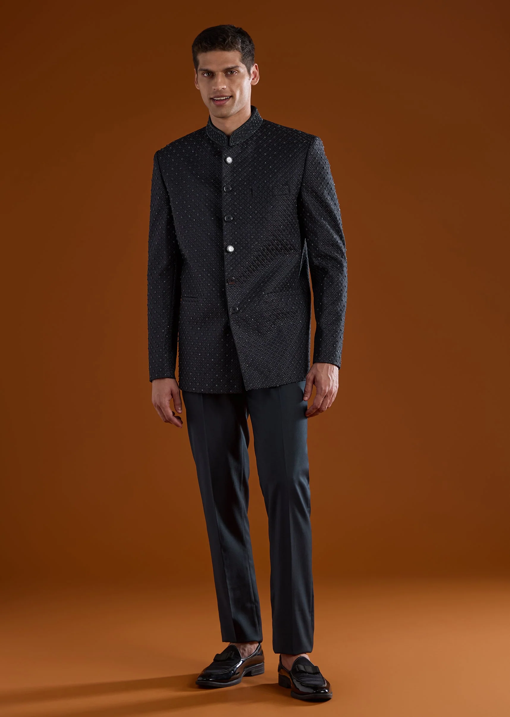 Blue Rayon Mens Jodhpuri With Beads And Thread Work - Image 4
