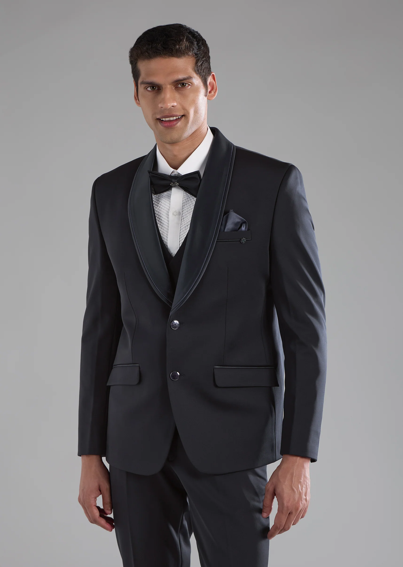 Blue Rayon Tuxedo, Waist Coat and Bow Set - Image 4