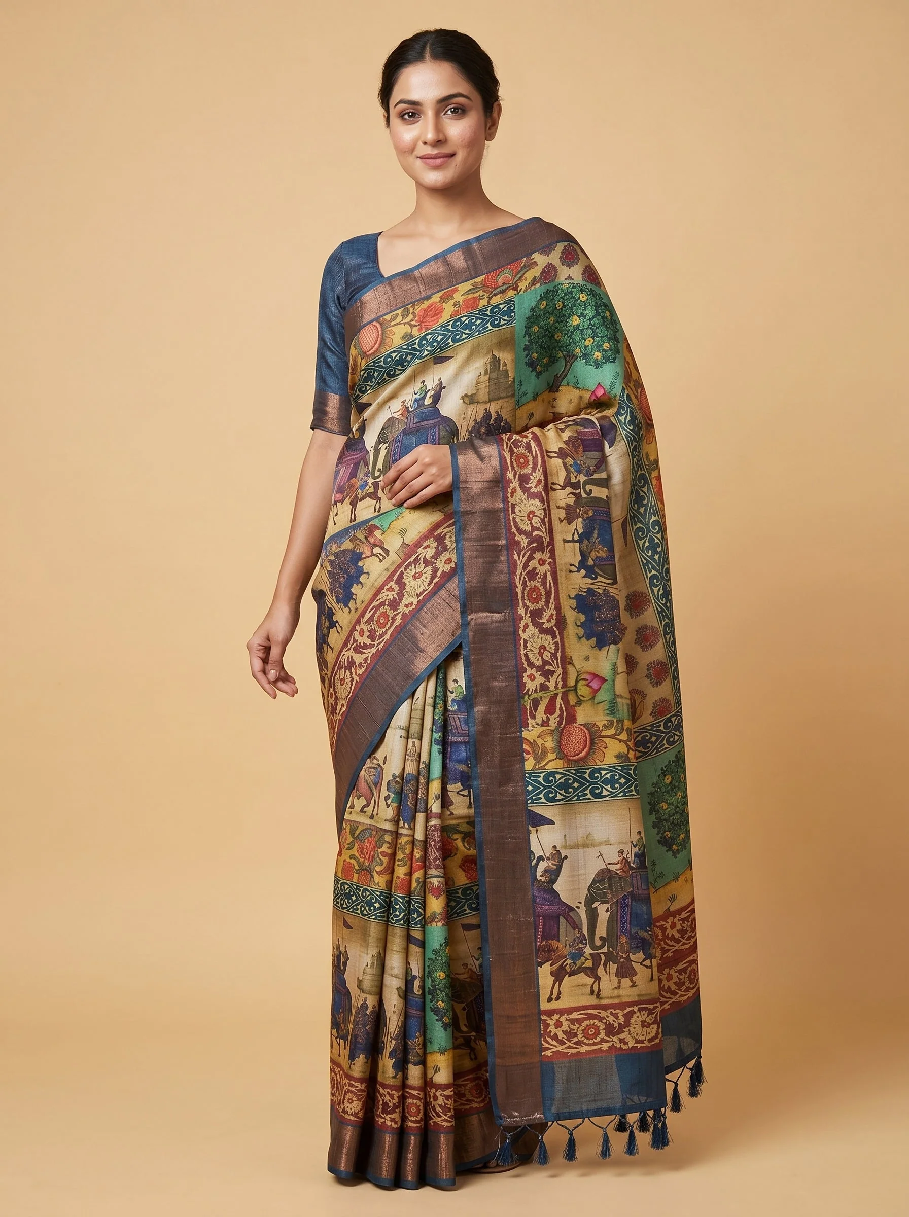 Blue Refined Detail Embroidered Saree