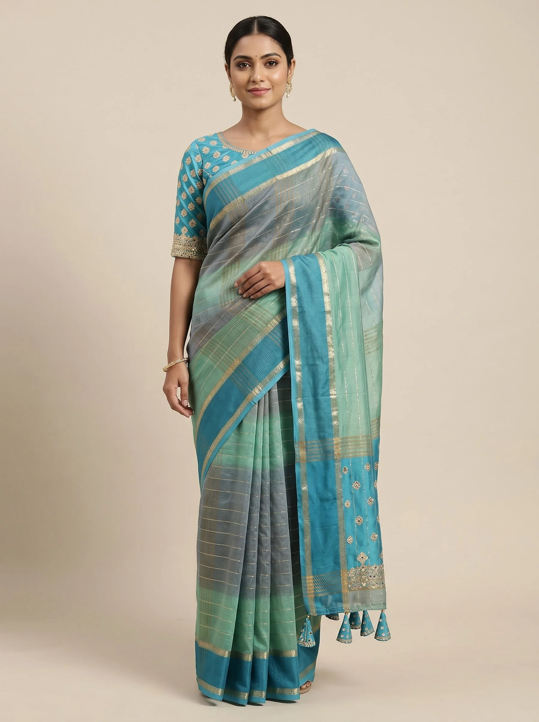 Blue Refined Tone Embroidered Saree