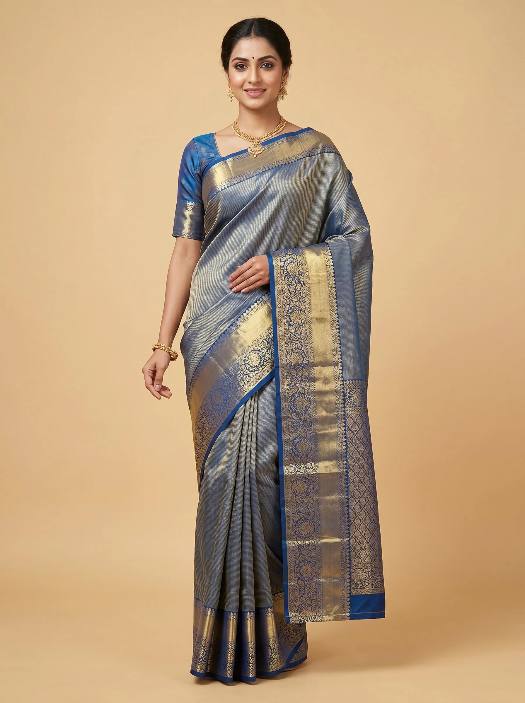Blue Relaxed Texture Handloom Saree