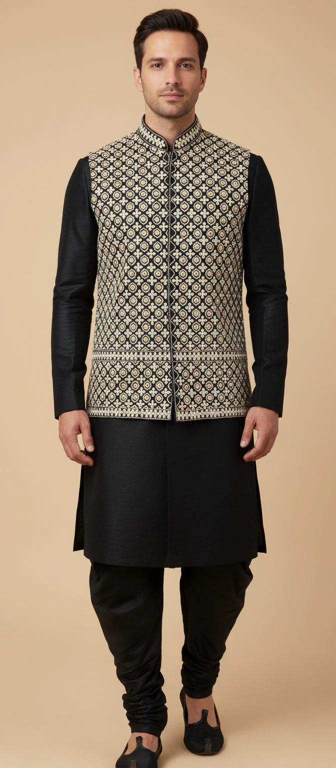 Blue Royal Jacket Kurta Set - Image 2