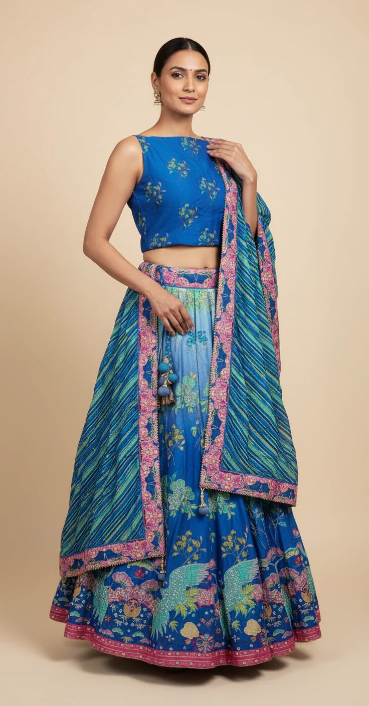 Blue Sapphire Bridesmaid Lehenga - Image 2