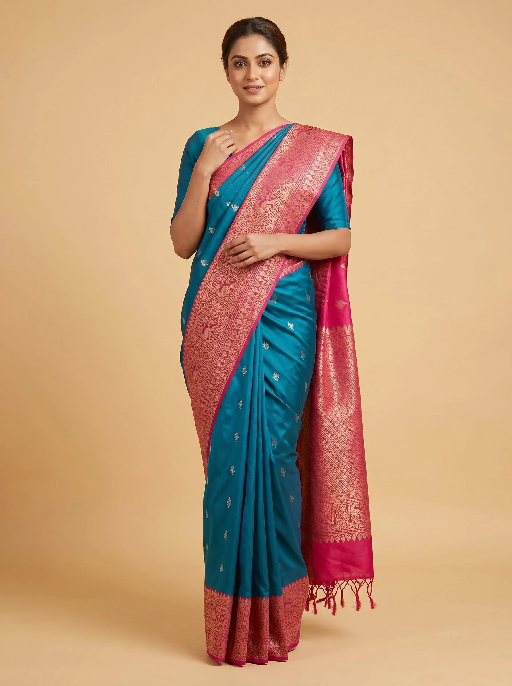 Blue Satin Flow Handloom Saree