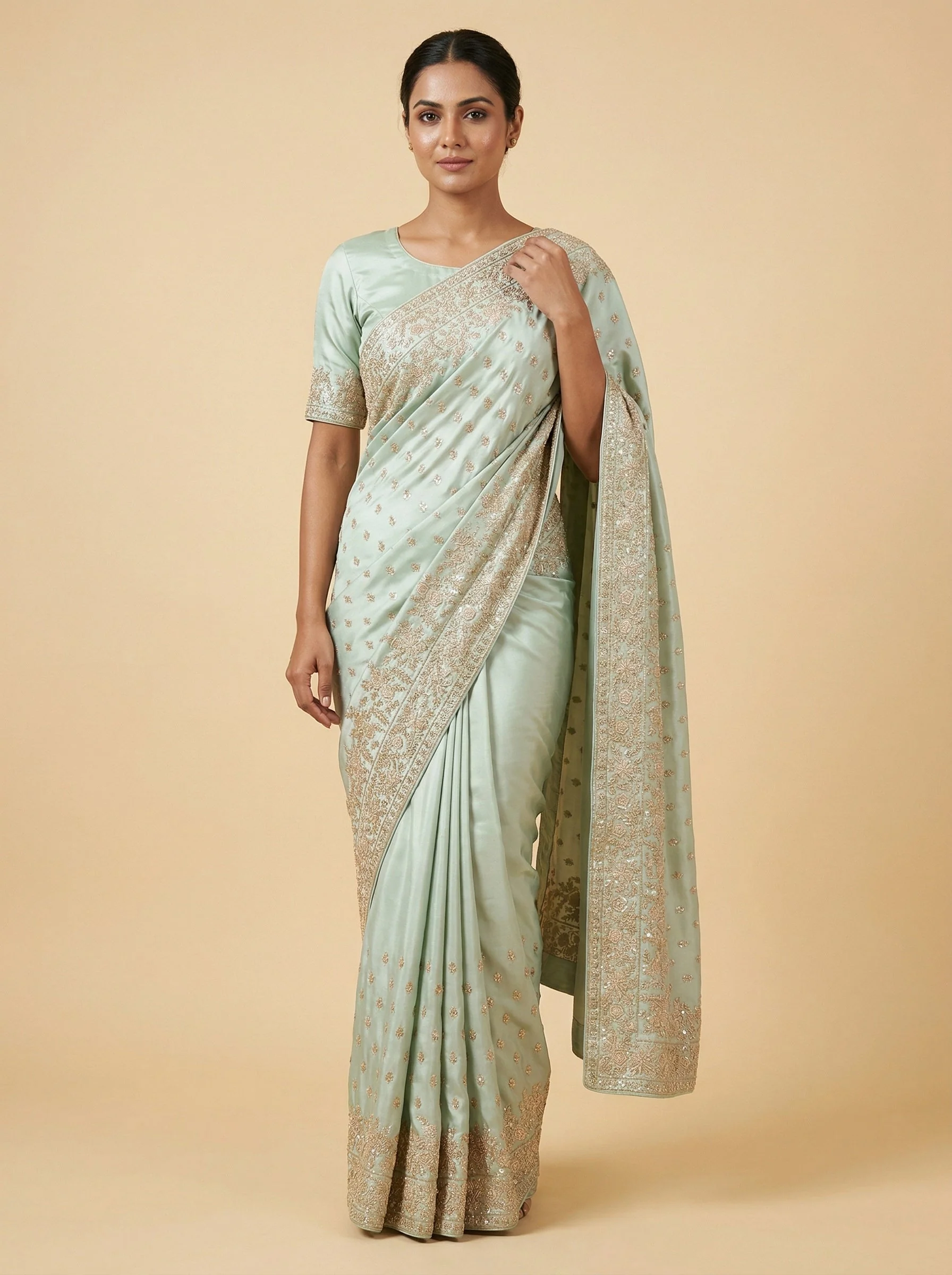 Blue Sharp Embroidered Saree