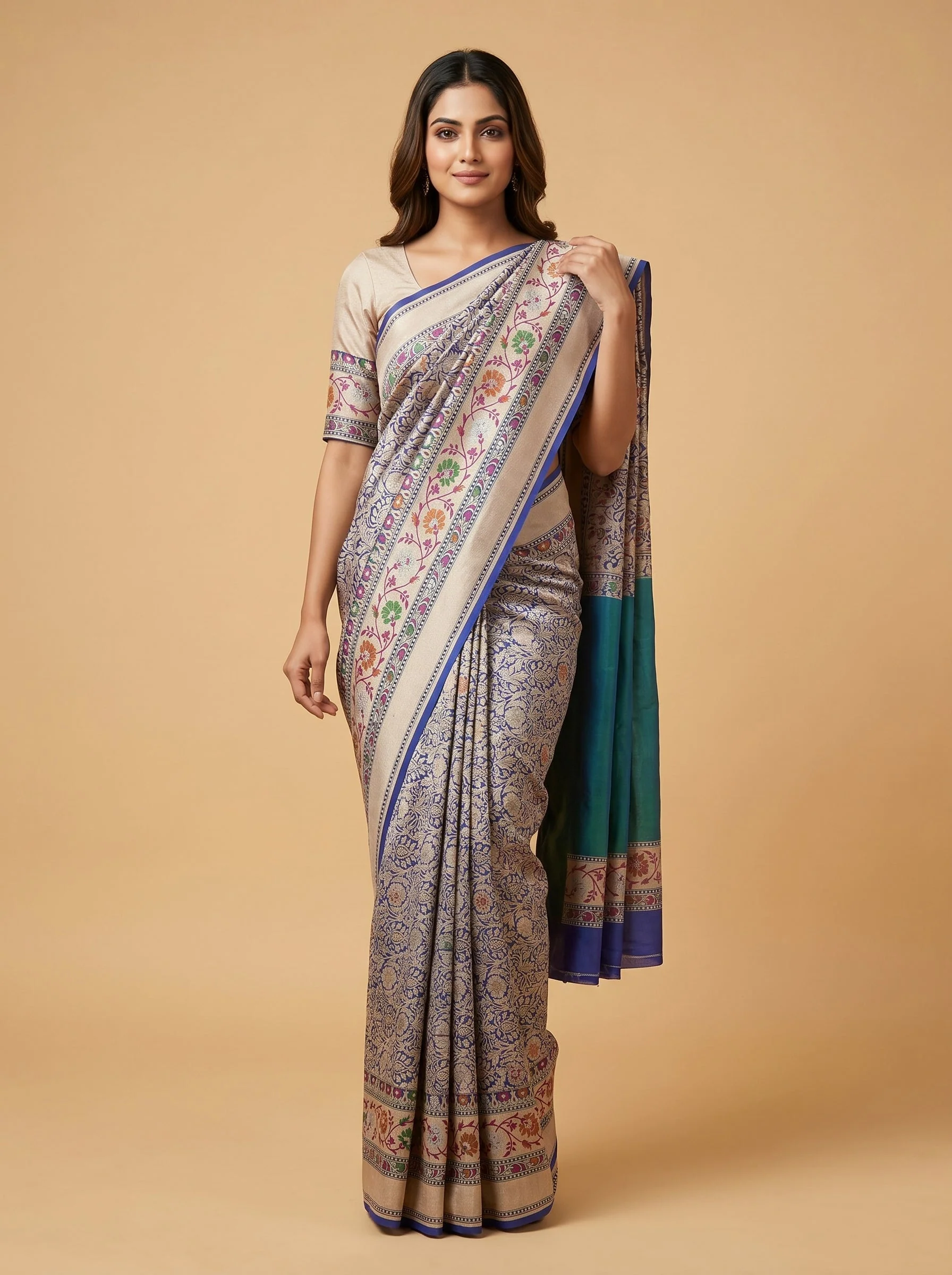 Blue Silken Flow Handloom Saree