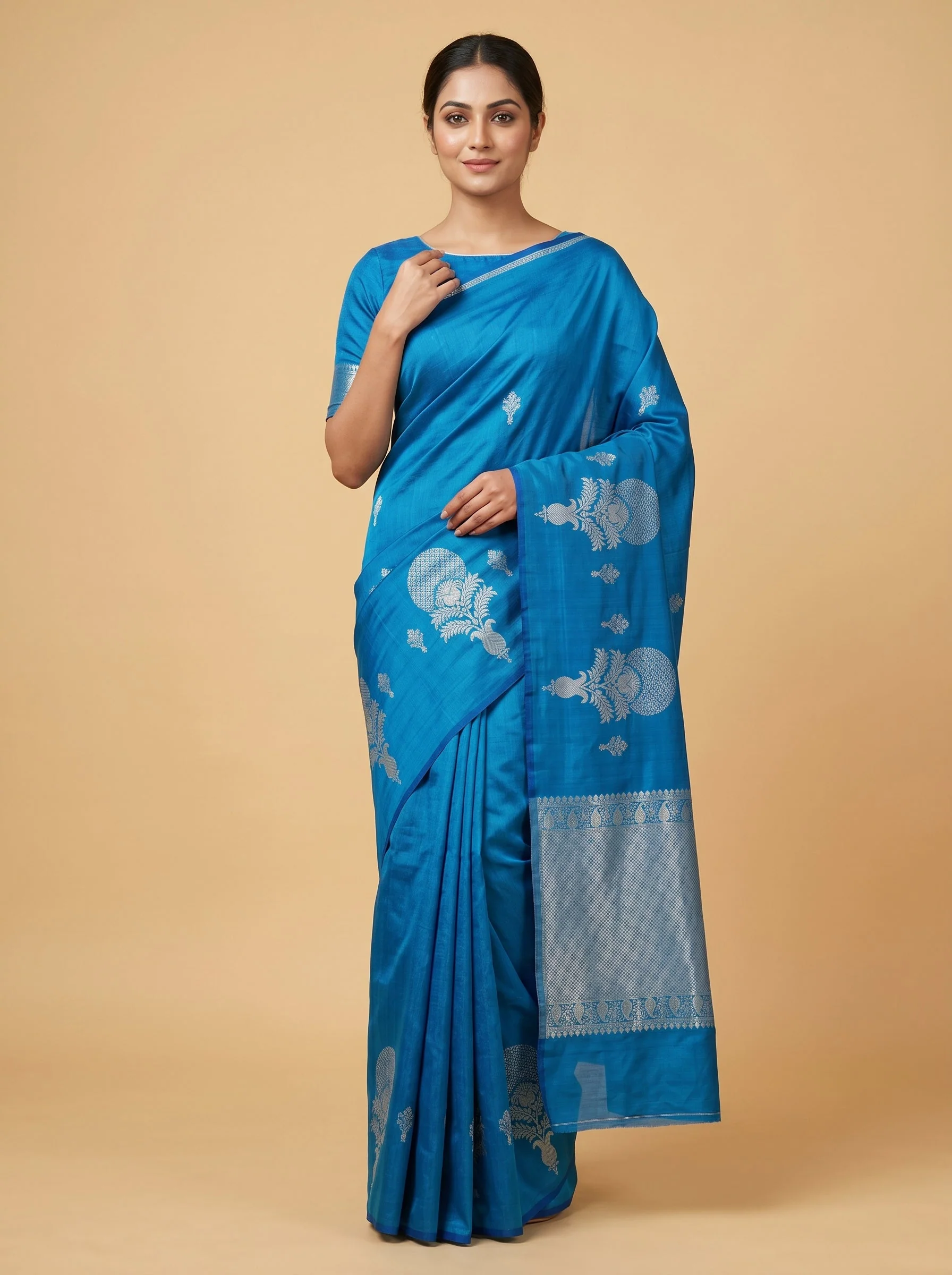 Blue Sleek Texture Handloom Saree
