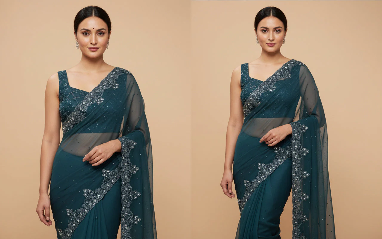 Blue Sovereign Embroidered Saree