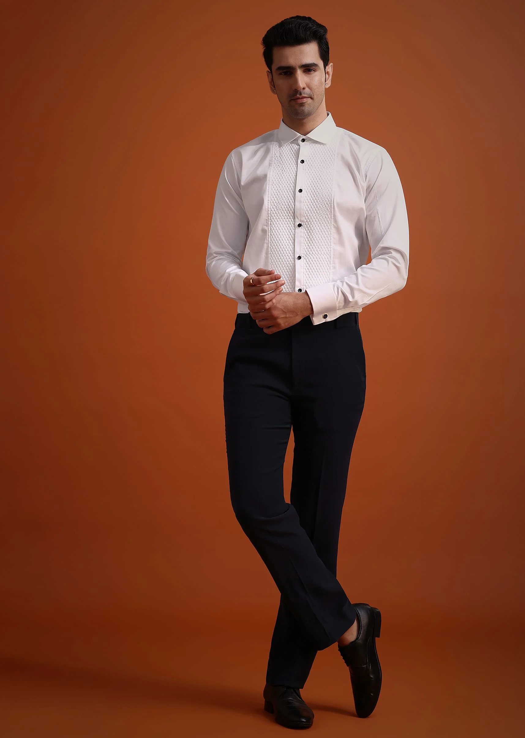 Blue Tuxedo Set With Pearl And Cutdana Work - Image 7