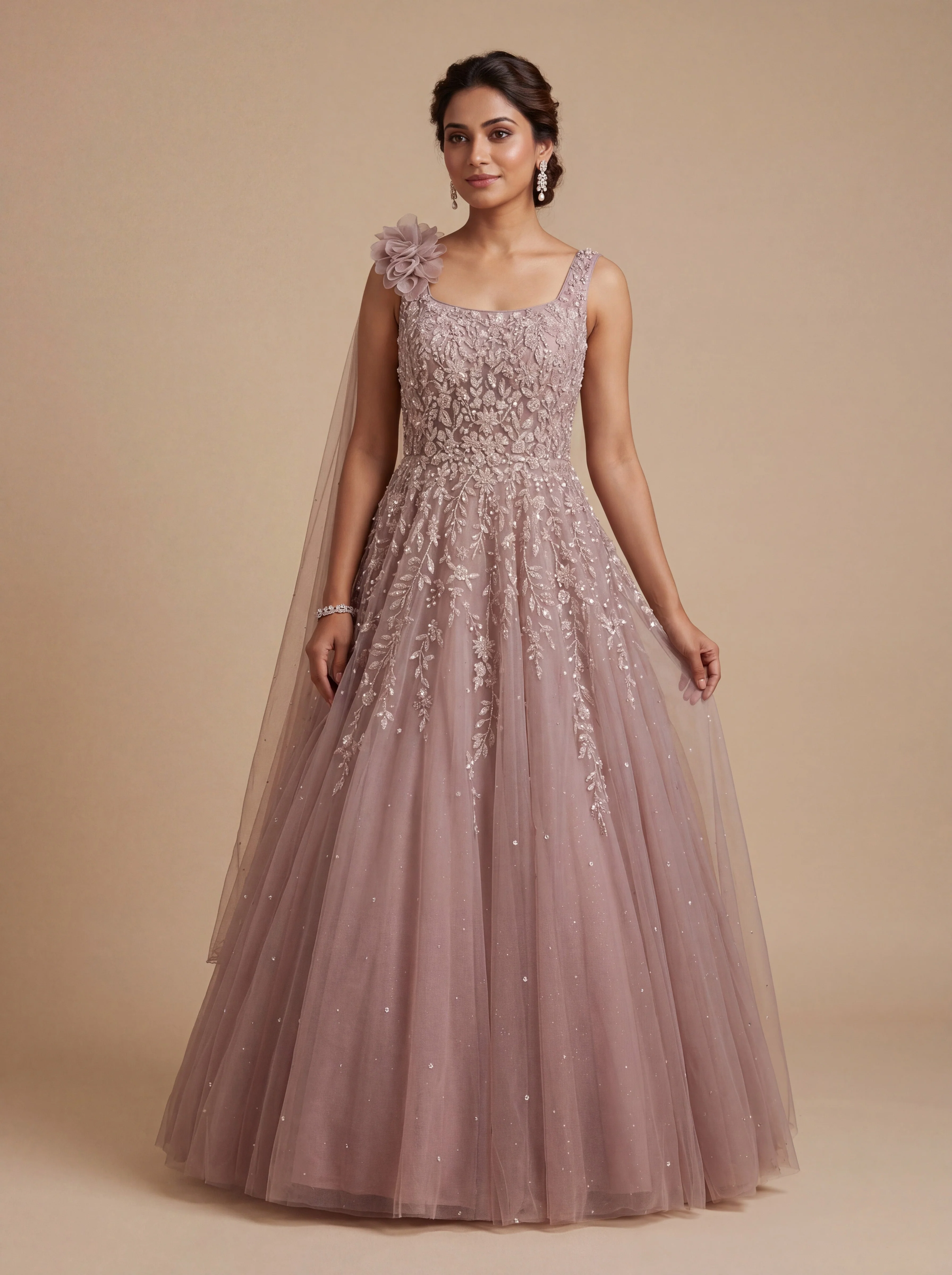 Blush Beige Contemporary Gown